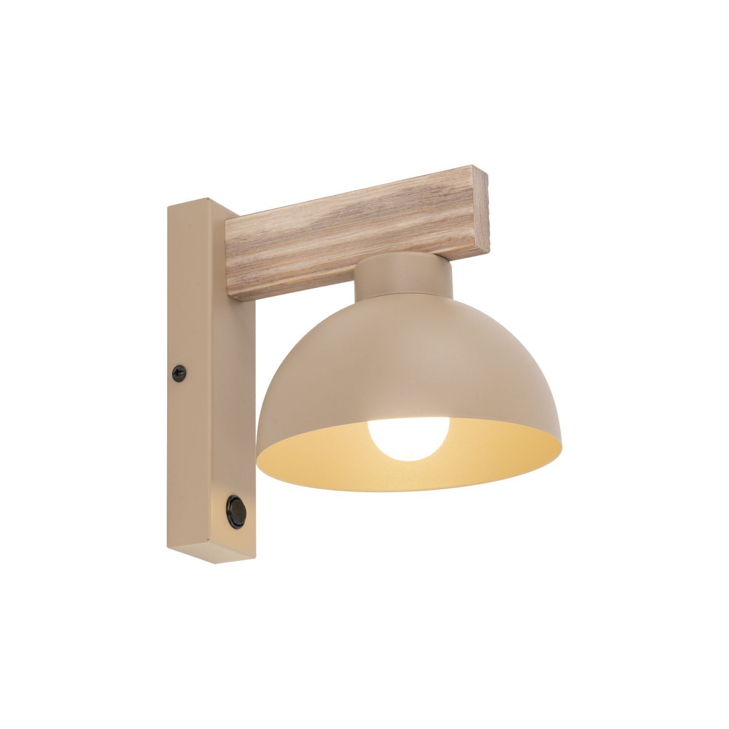 Wandlampe, Wandleuchte, Beige, Holzakzent, Lampe