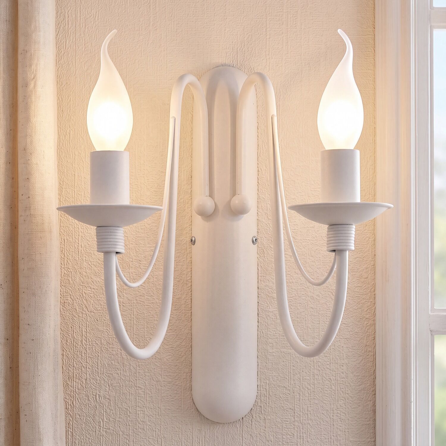 Wandleuchte Weiß Rustikal Lampe Wohnzimmer Flur