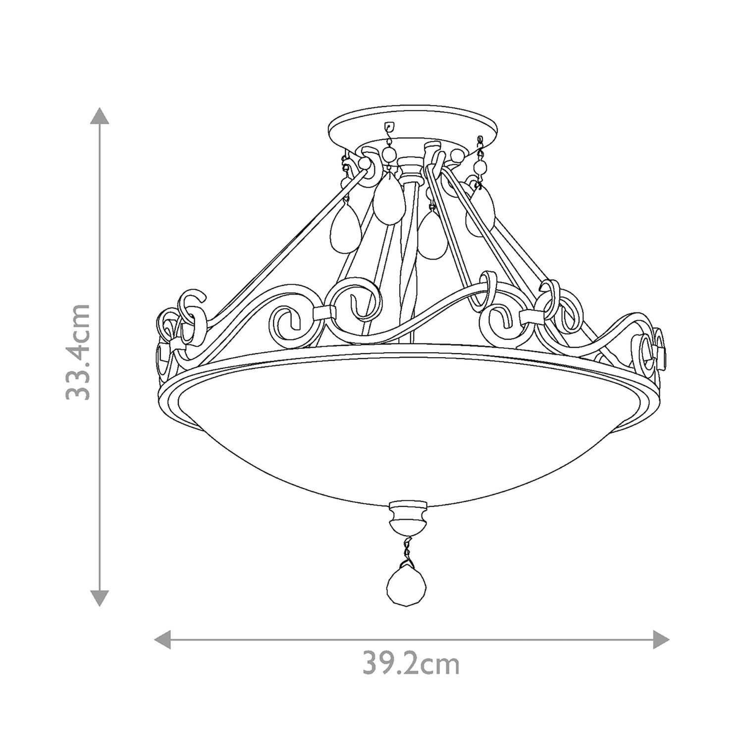 Plafonnier verre métal cristal Ø 39,2 cm rond 2x E27 Leuchter, Lampe