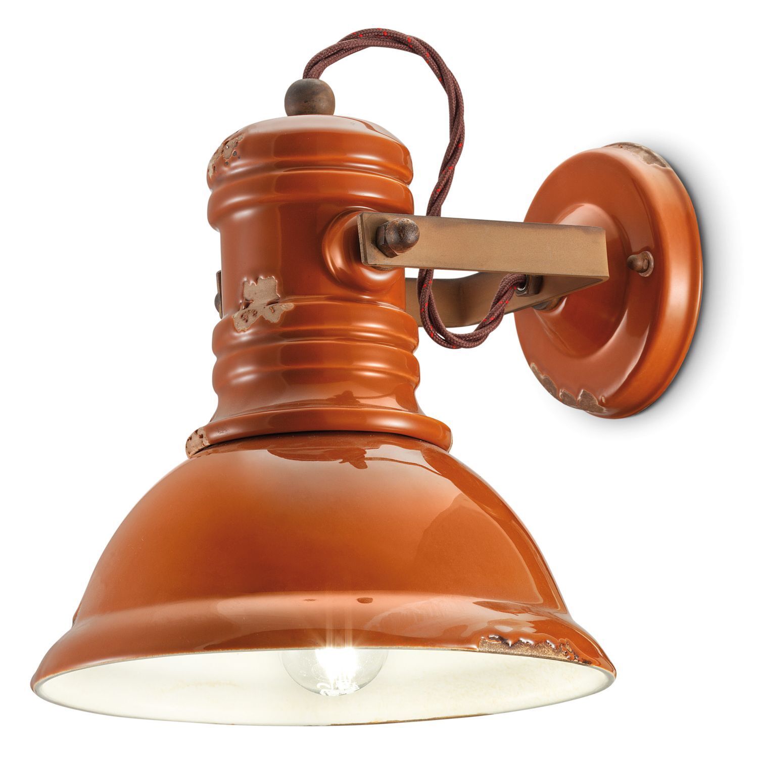Spot mural céramique E27 orientable Orange shabby vintage