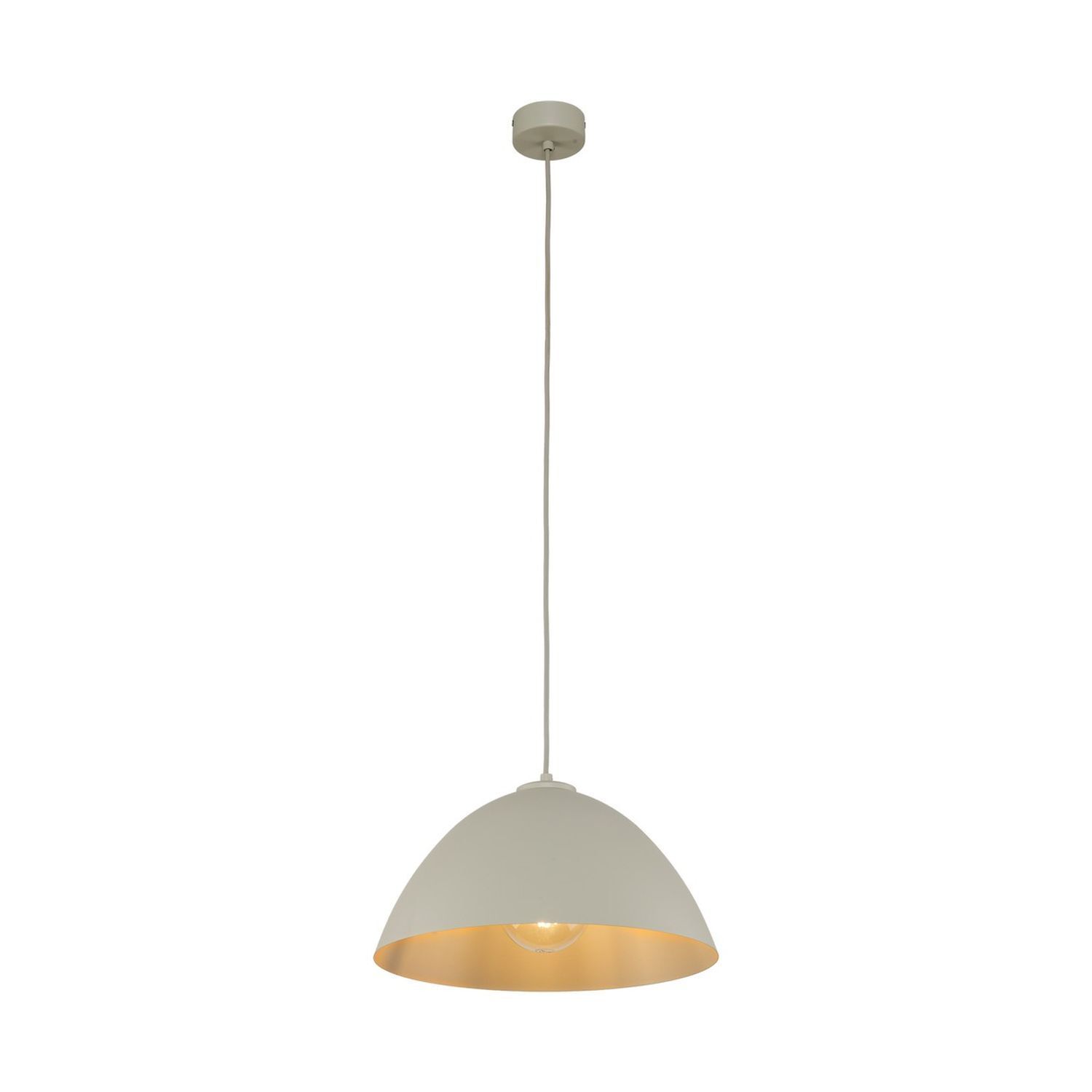 Pendelleuchte Metall Beige Ø 34 cm rund Höhe verstellbar E27 Lampe, Leuchte, Kronleuchter