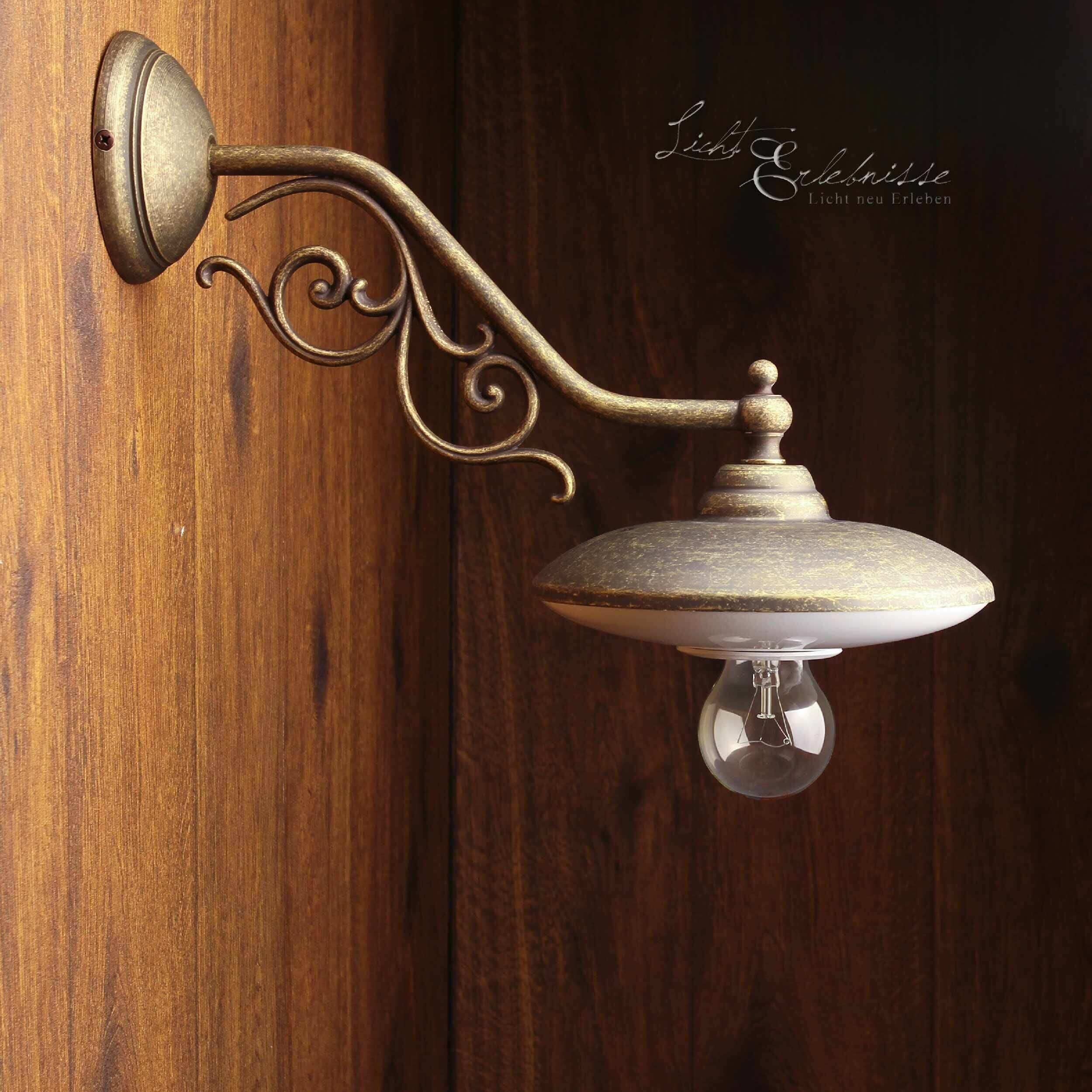 Rustikale Wandleuchte E27 Marte Weiß Bronze, Drinnen, Innenarchitektur, Lampe