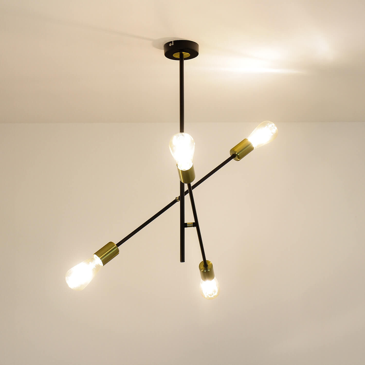 Plafonnier ajustable Retro 4x E27 métal noir Lampe, Kronleuchter, Deckenleuchte