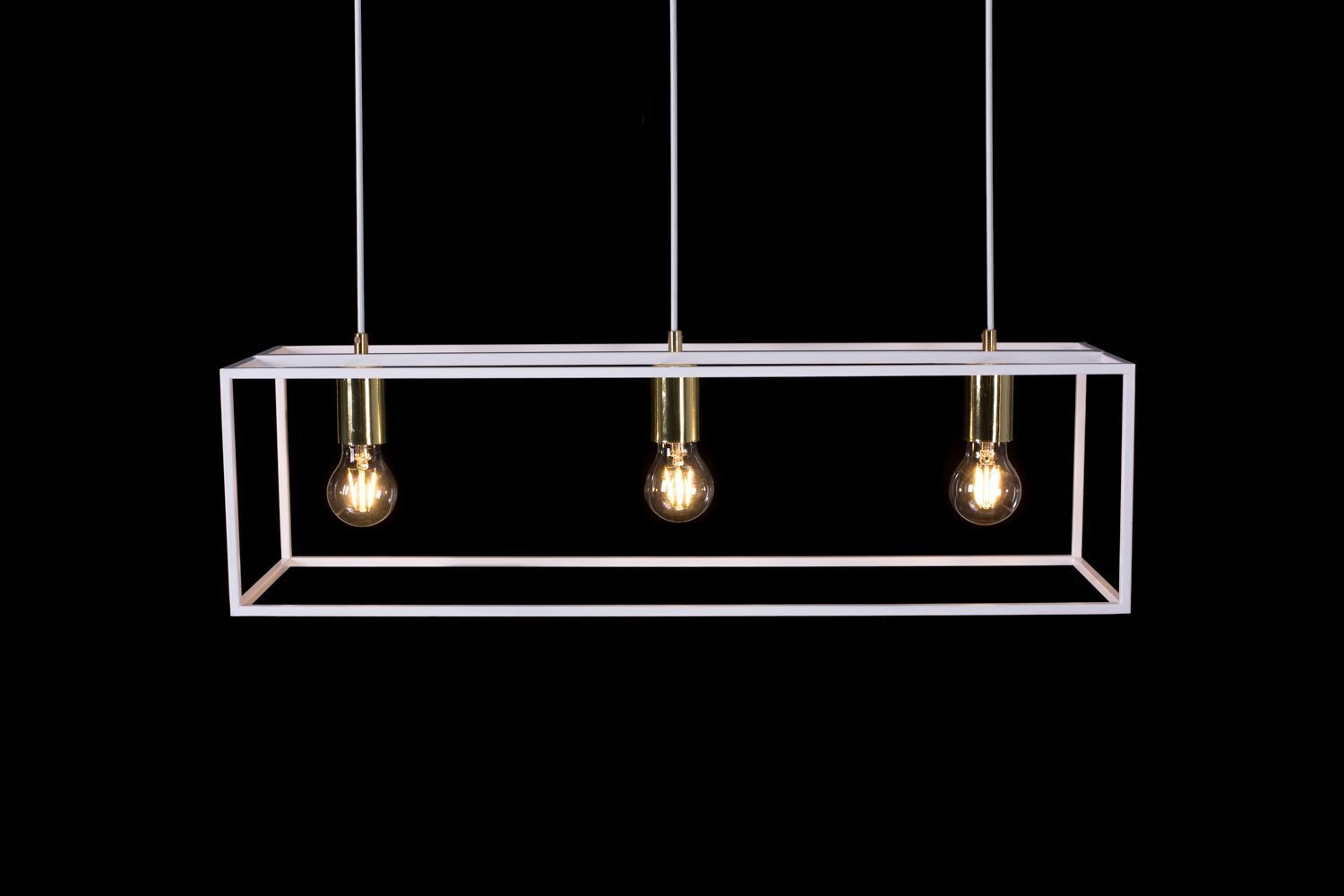 Hängeleuchte eckig Retro Weiß verstellbar 3x E27 Metall Leuchter, Lampe, Leuchte, Beleuchtung