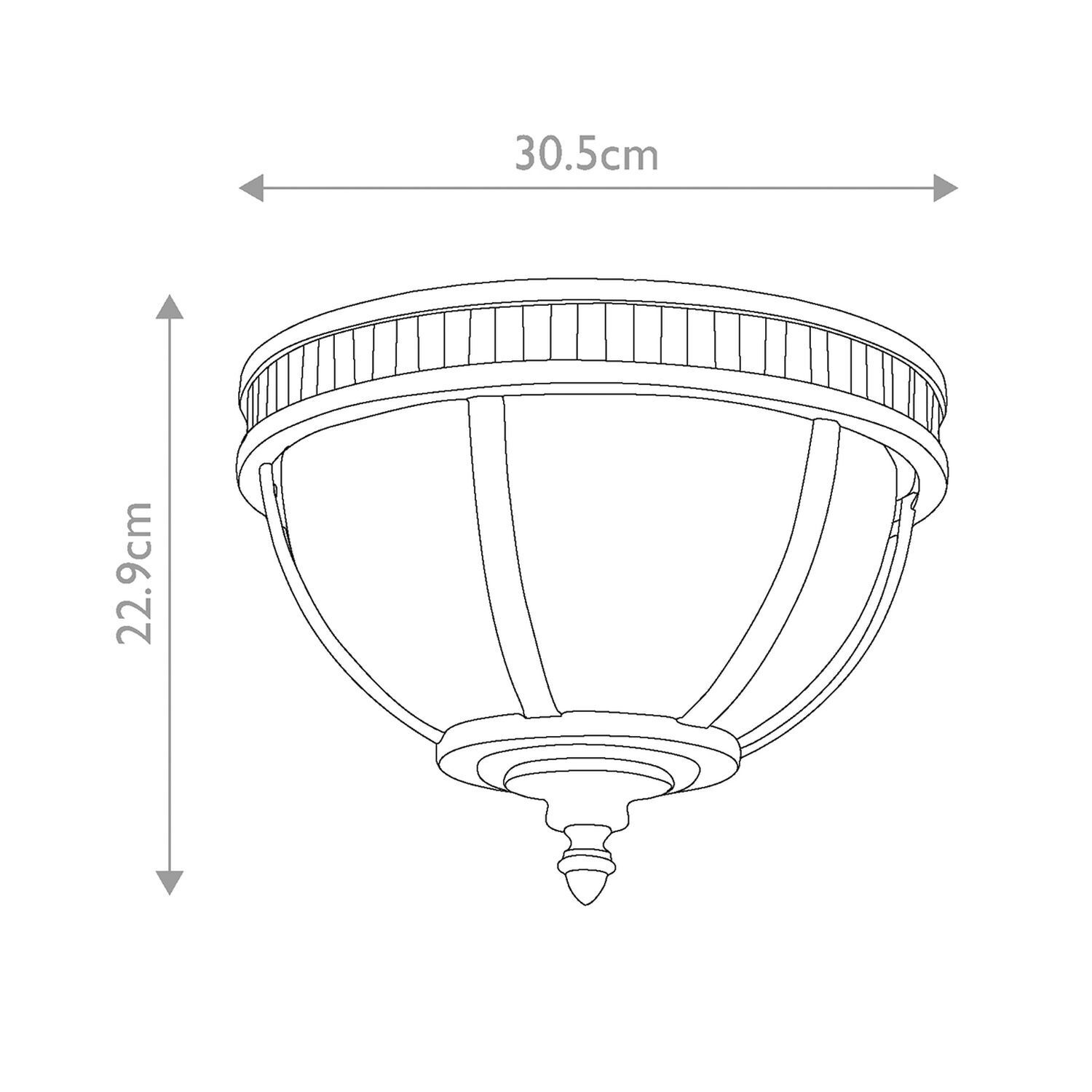 Außenlampe Decke rund B: 30,5 cm 3x E14 IP44 Vintage Deckenleuchte, Schirmlampe, Glaskuppel, Kaufdeko, Beleuchtungstrafo?