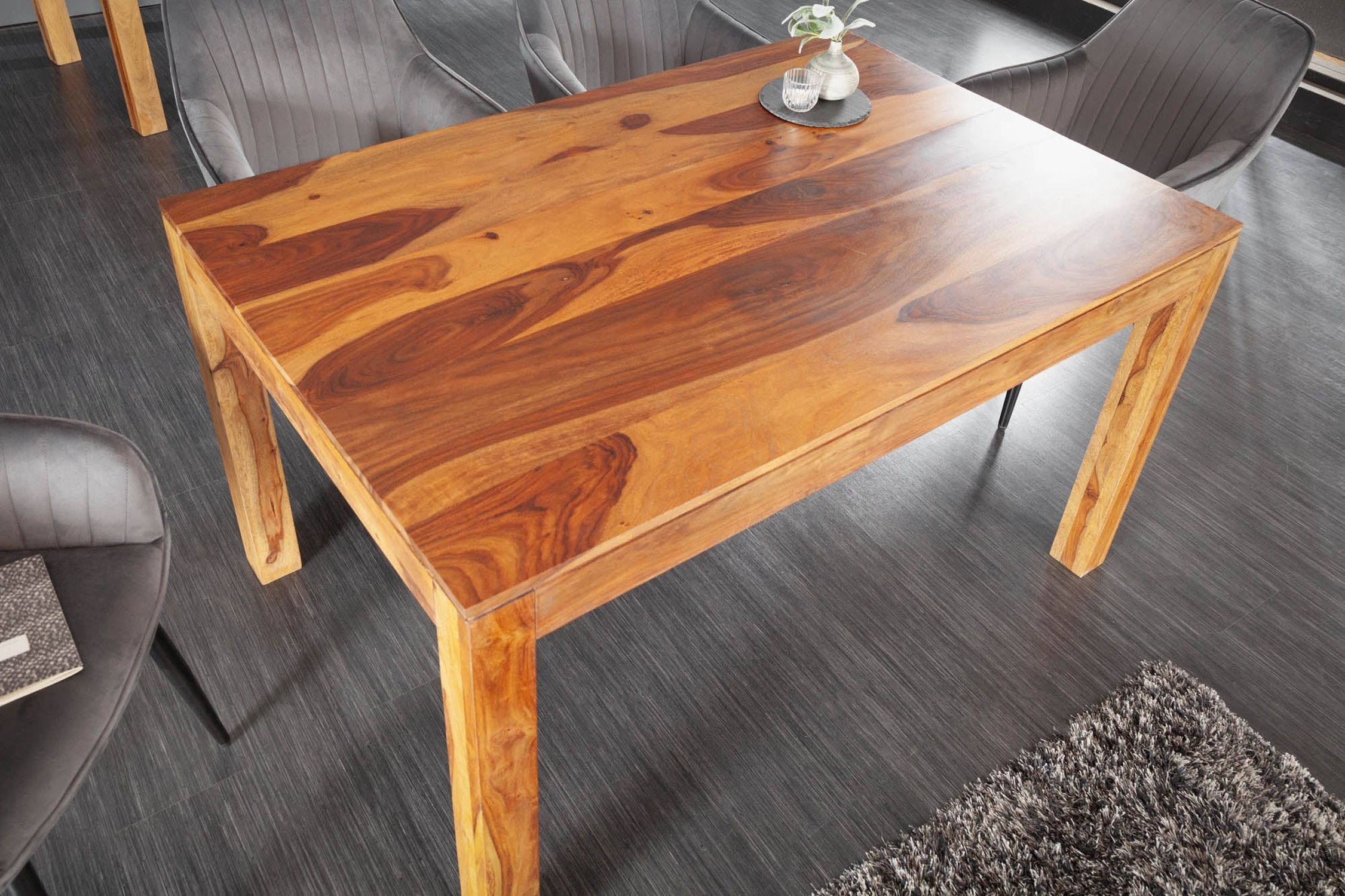 Esstisch Sheesham Holz in Natur 120 x 70 cm Tabelle, Holz, Hartholz, Tischplatte, Gebeiztes Holz