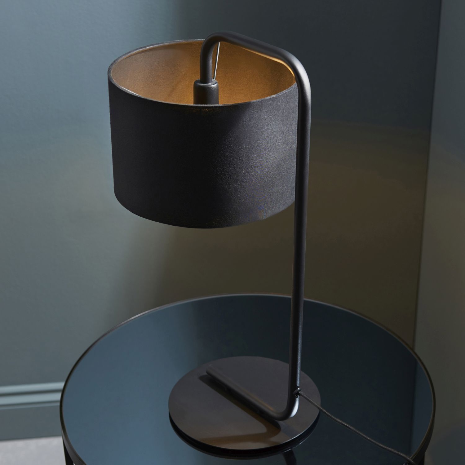 Lampe de table Noir Tissu Métal 50 cm Moderne E27