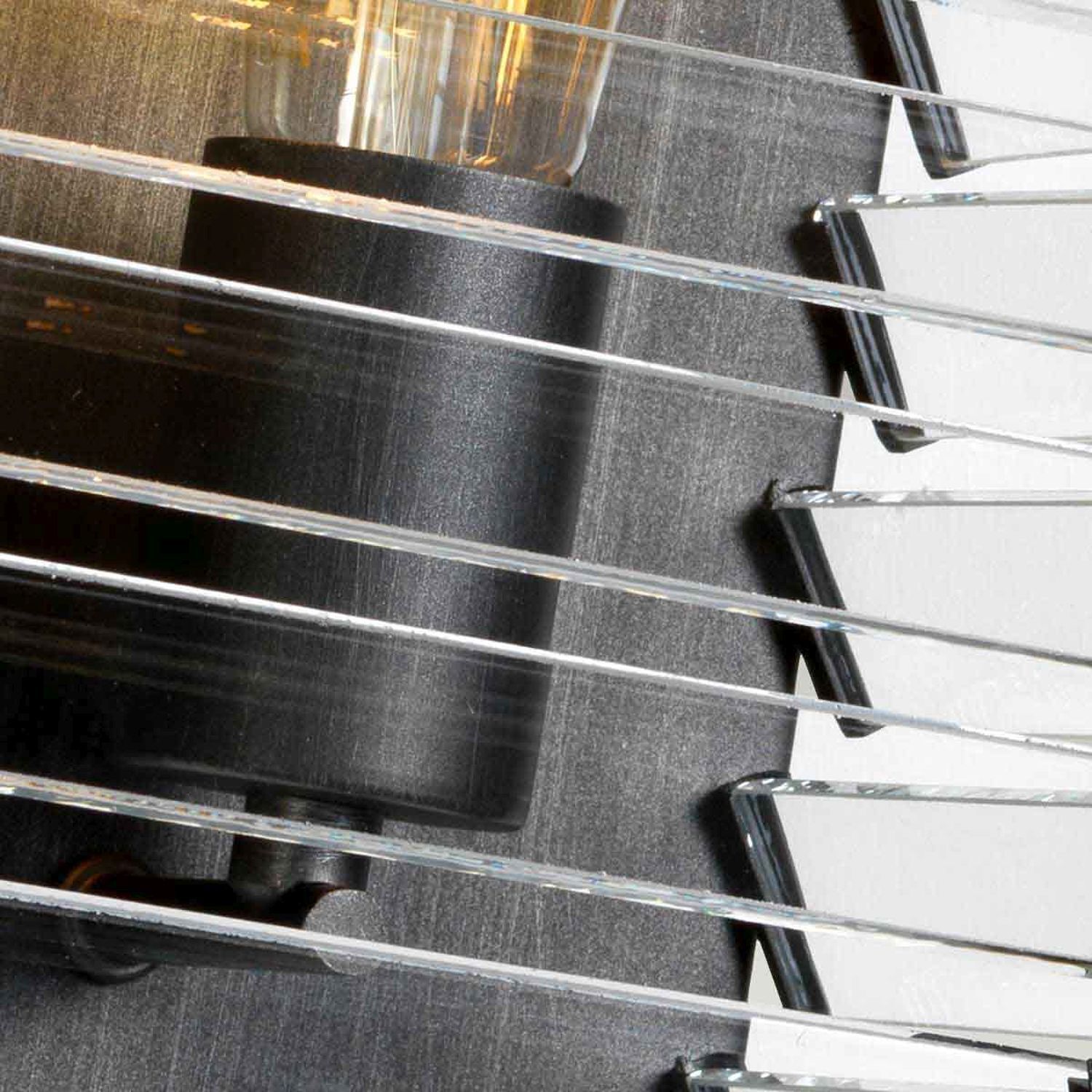 Wandlampe Metall Glas E27 28,8 cm hoch Gunmetal Grau Wandlampe Metall Glas E27 28,8 cm hoch Gunmetal Grau