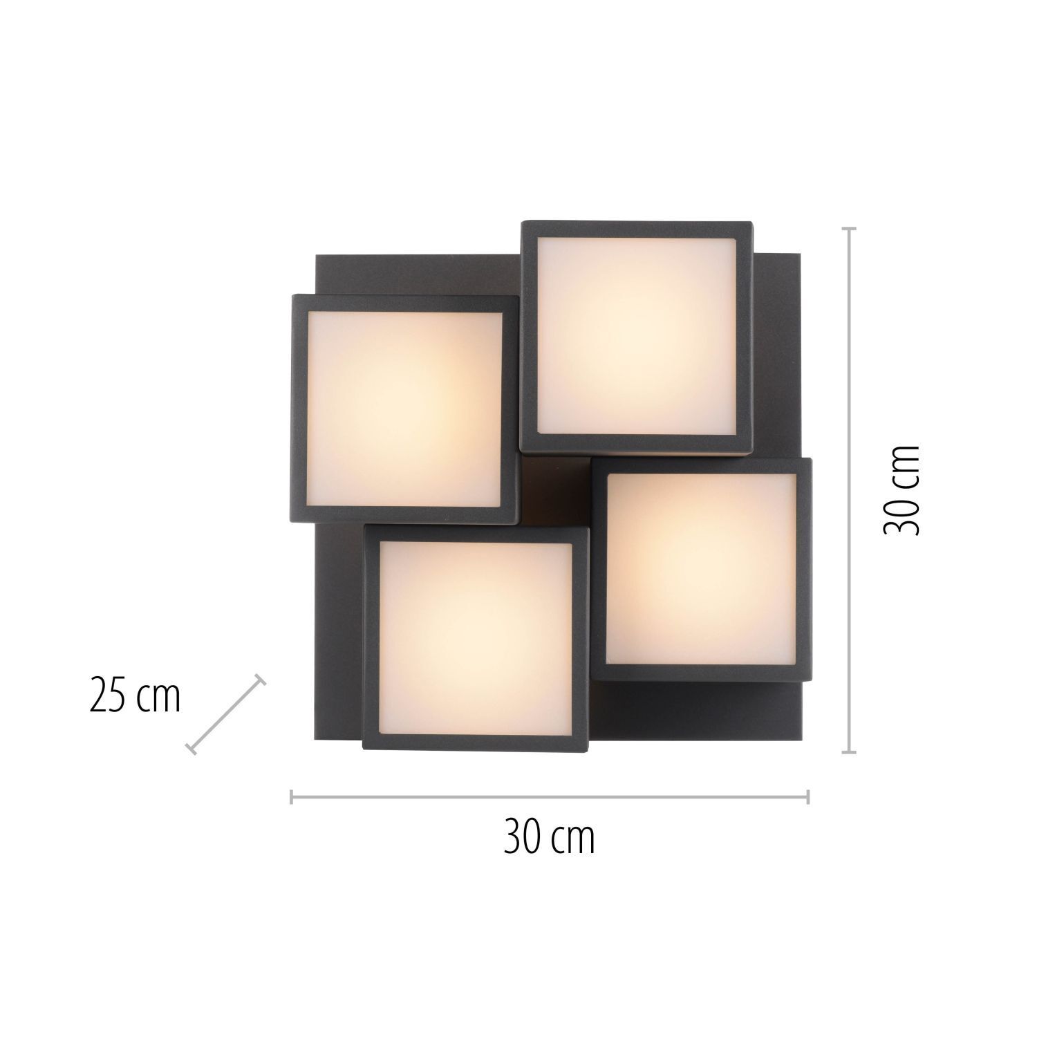 LED Deckenleuchte Metall Würfel B:30 cm 2400 lm Schwarz