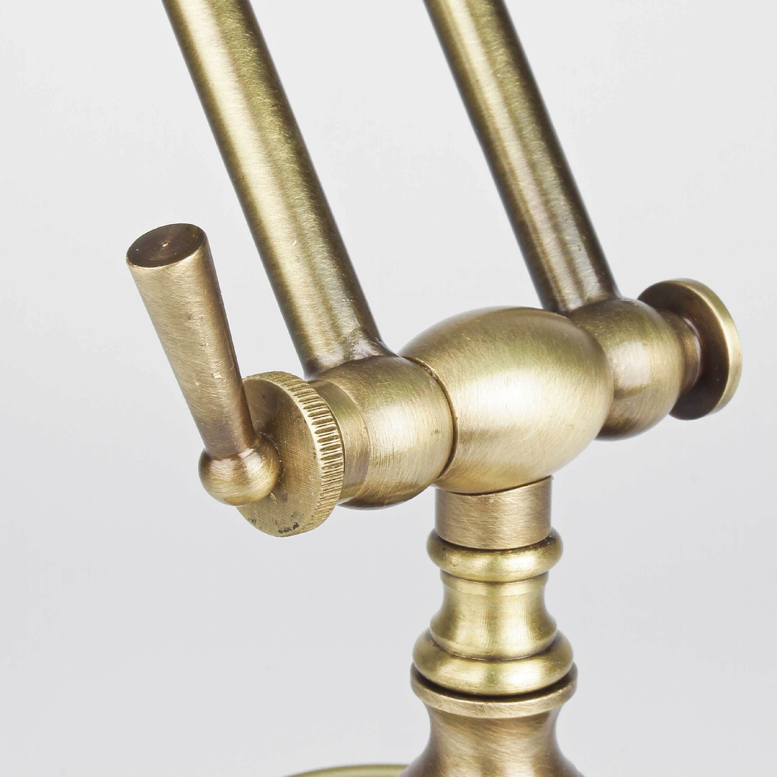 Banker Tischlampe aus Echt-Messing in Bronze Bronze, Rauchrohr