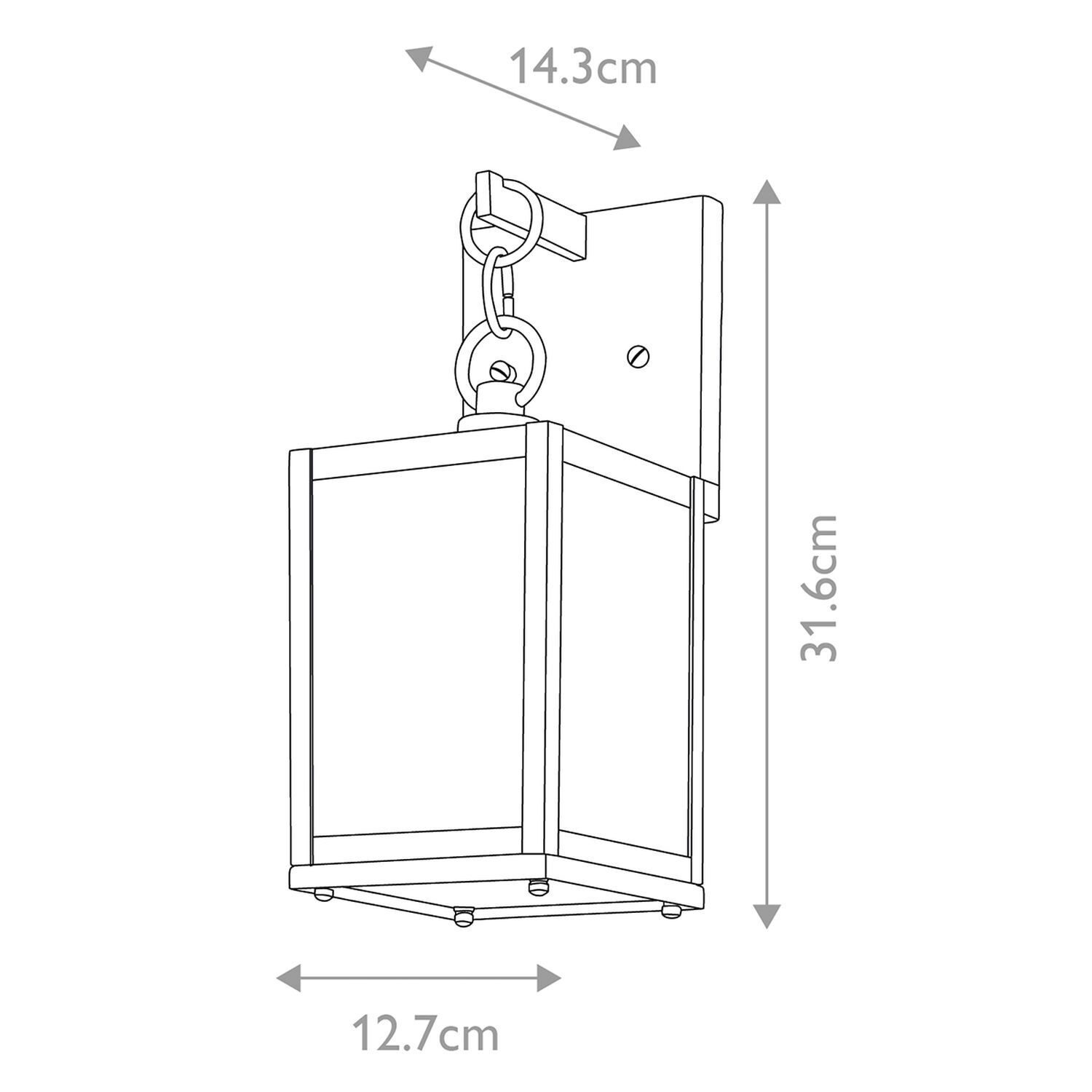 Vintage Wandleuchte außen Alu Glas E27 IP44 H: 31,6 cm Vintage Wandleuchte außen Alu Glas E27 IP44 H: 31,6 cm