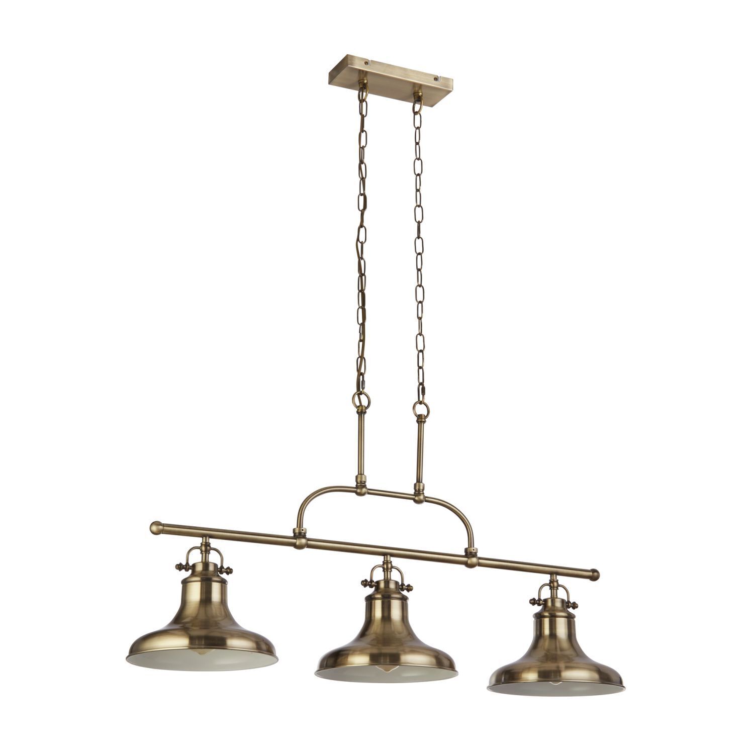 Lampe à suspendre 3 flammes E27 L : 96 cm en laiton antique vintage