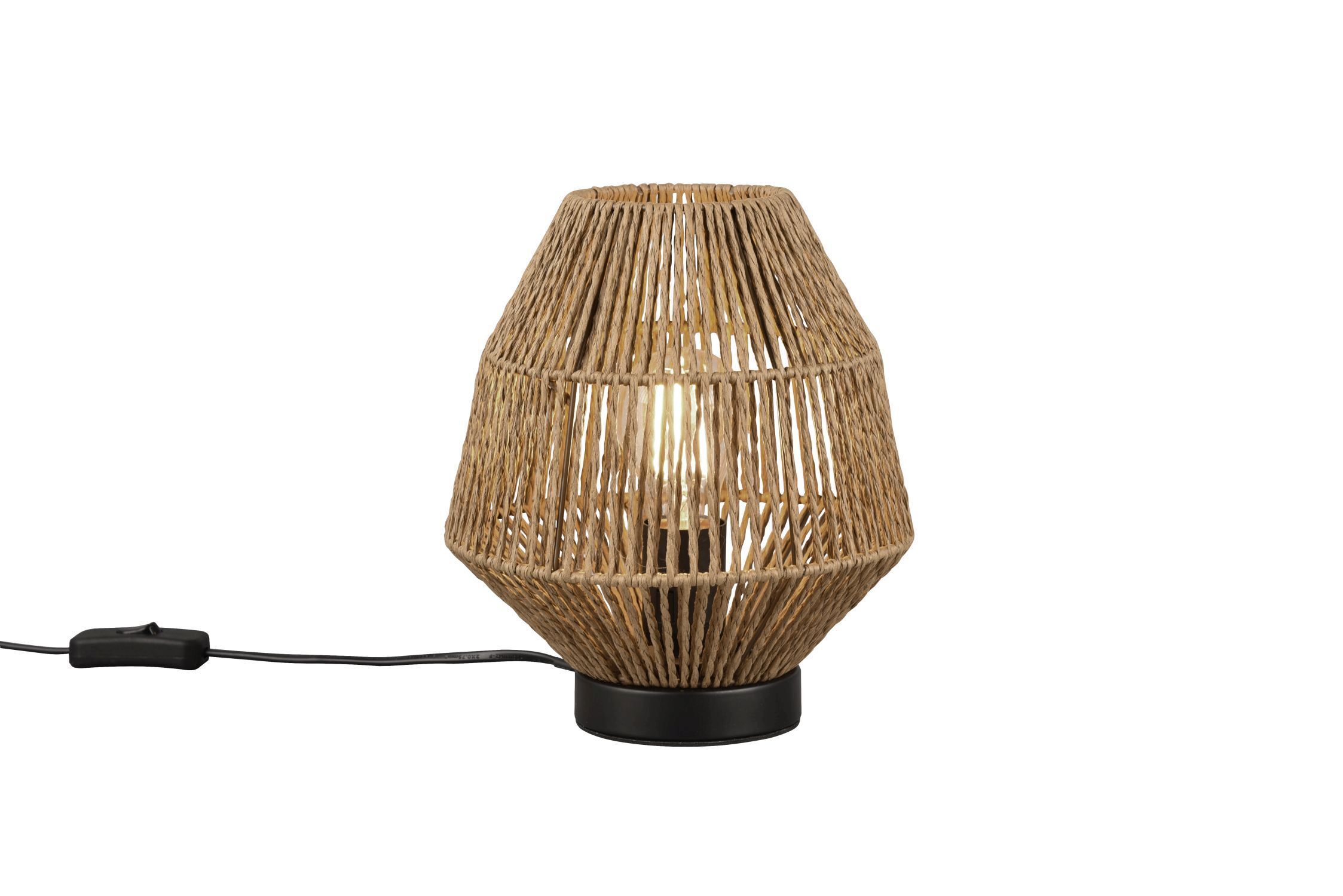 Lampe de table Papier Métal Noir Marron E27 20,5 cm