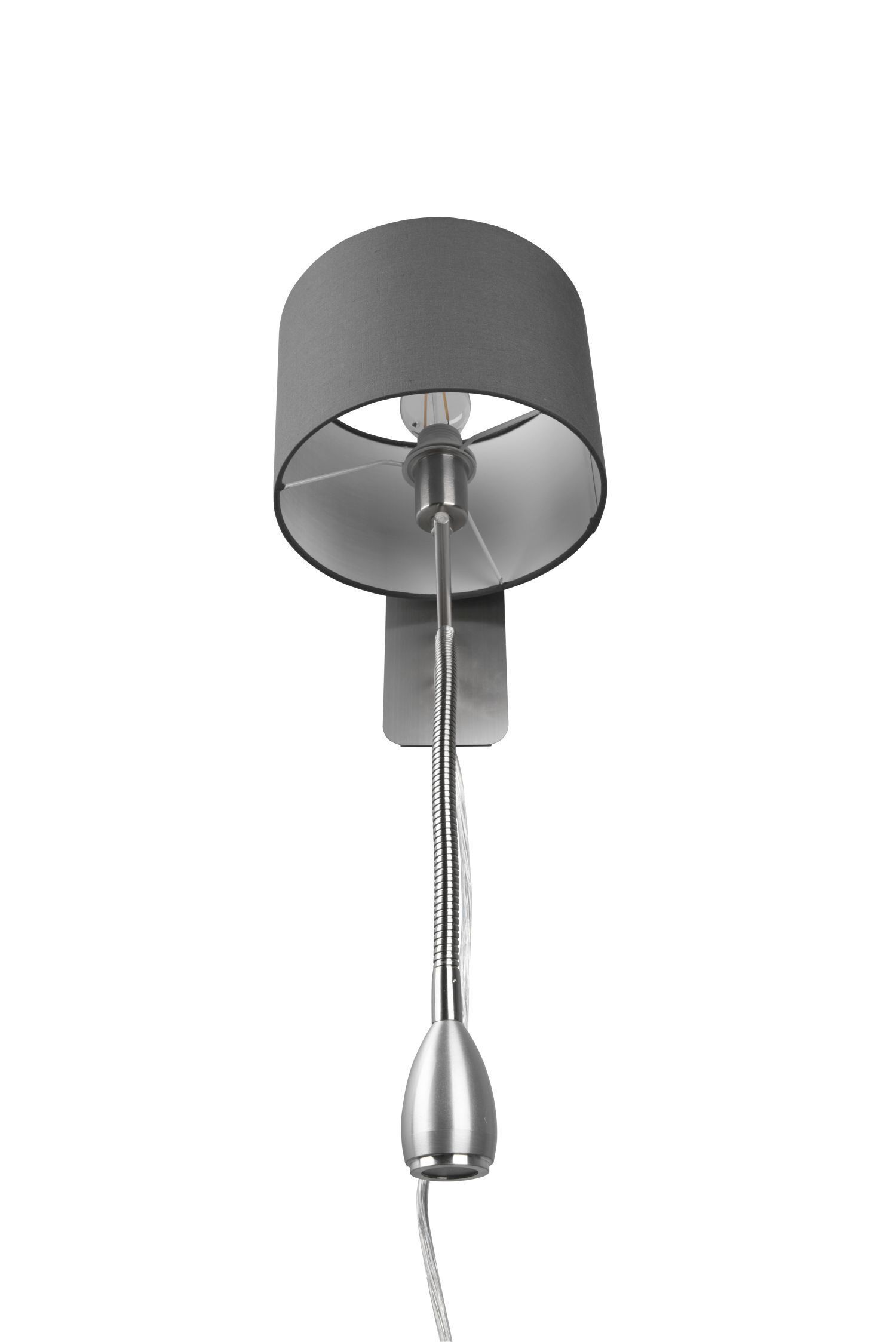 Wandlampe mit Schalter Stoff Metall E14 LED Nickel Grau Lampe, Lampenschirm