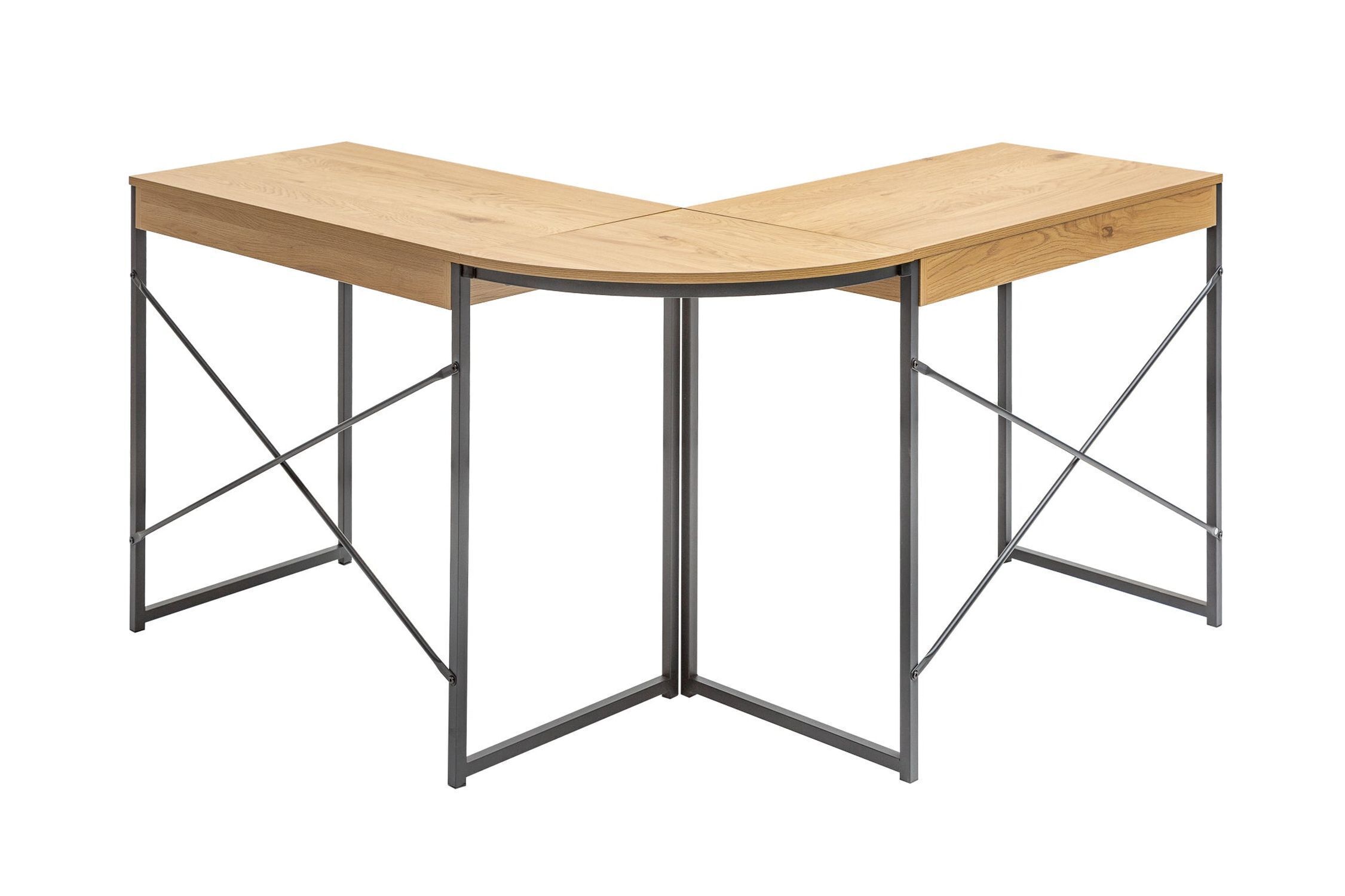 Eckschreibtisch mit Schublade in Eiche Schwarz 131x76 cm