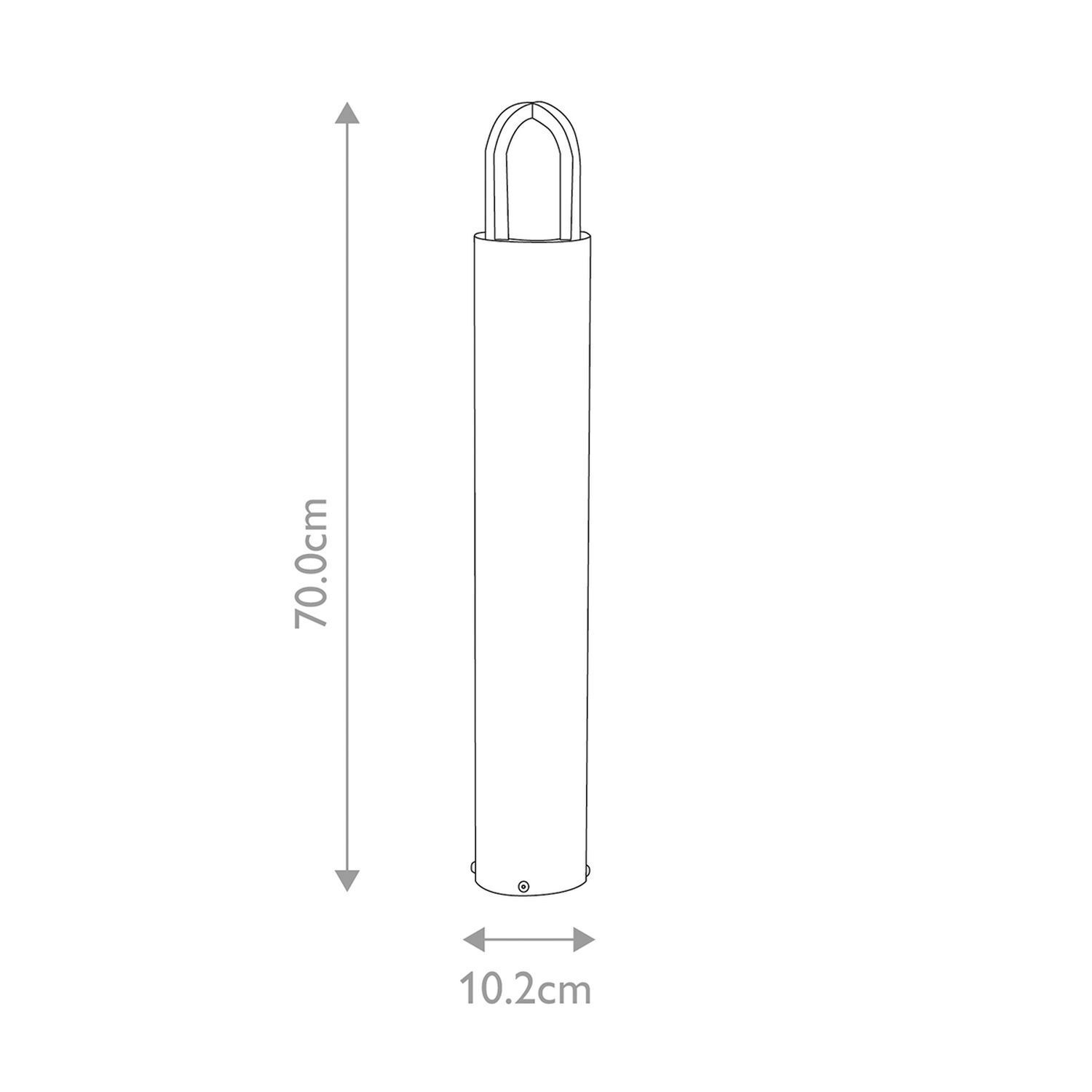 Pollerleuchte Garten aus Messing Glas IP55 70 cm hoch Tunnel, Lichtquelle, Lampenfassung, Zylinder, Batteriebetrieben
