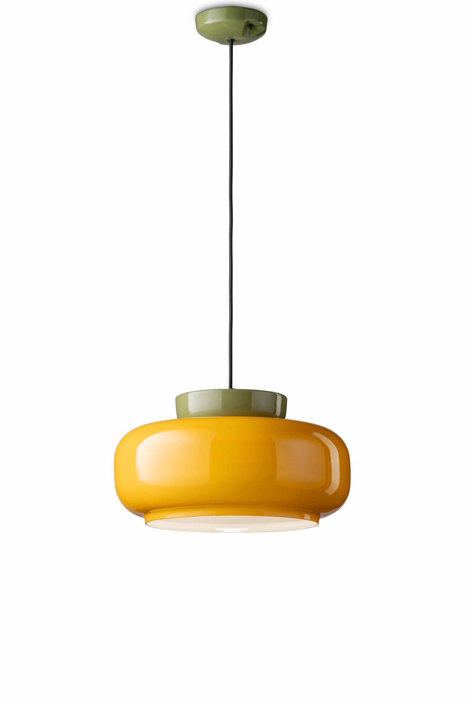 Suspension verre céramique E27 D : 37 cm rond Rétro