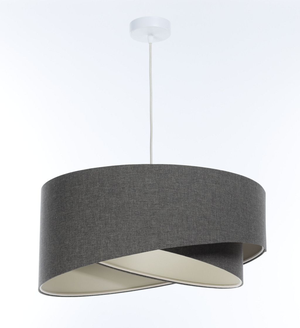 Pendelleuchte Grau E27 rund Ø 60 cm Stoff Modern verstellbar Lampe, Deckenleuchte