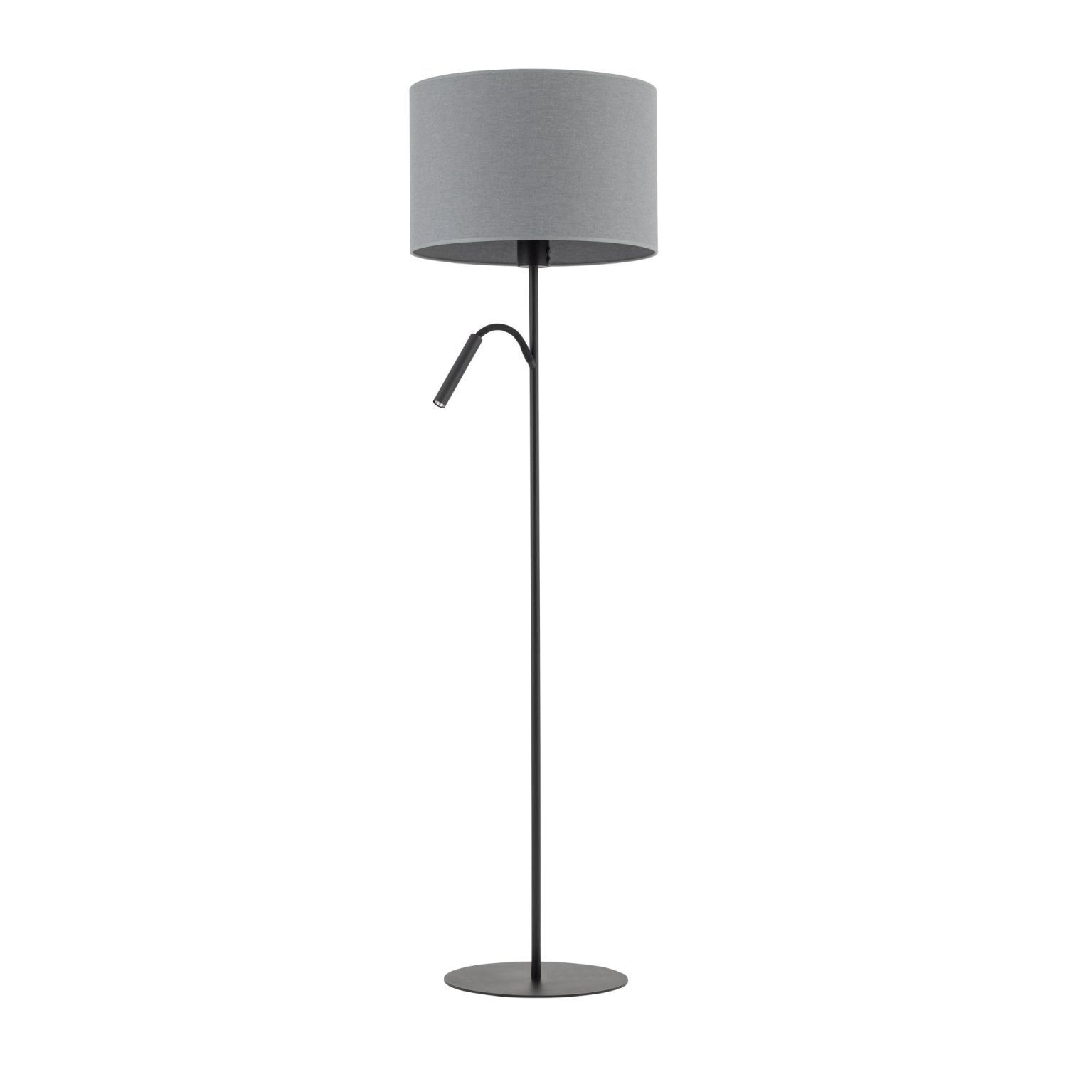 Stehleuchte mit Lesearm 168 cm E27 + G9 Stoff Metall Stehleuchte, Langstab, Grau, Schirm, LED-Lampe