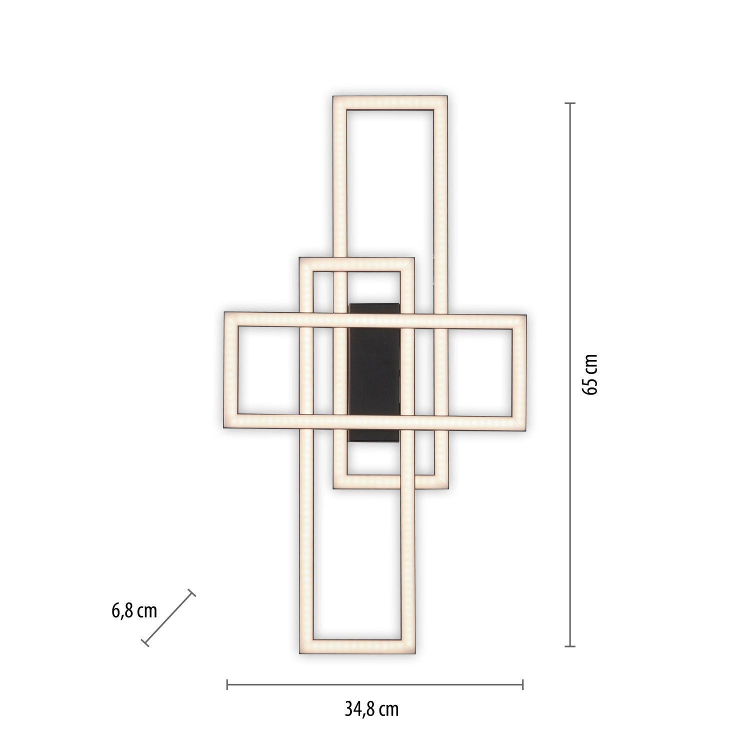 Dimmbare LED Deckenleuchte Schwarz 19 W 3000 K drehbar Kreuz, Symbol, Diagramm, Handlung