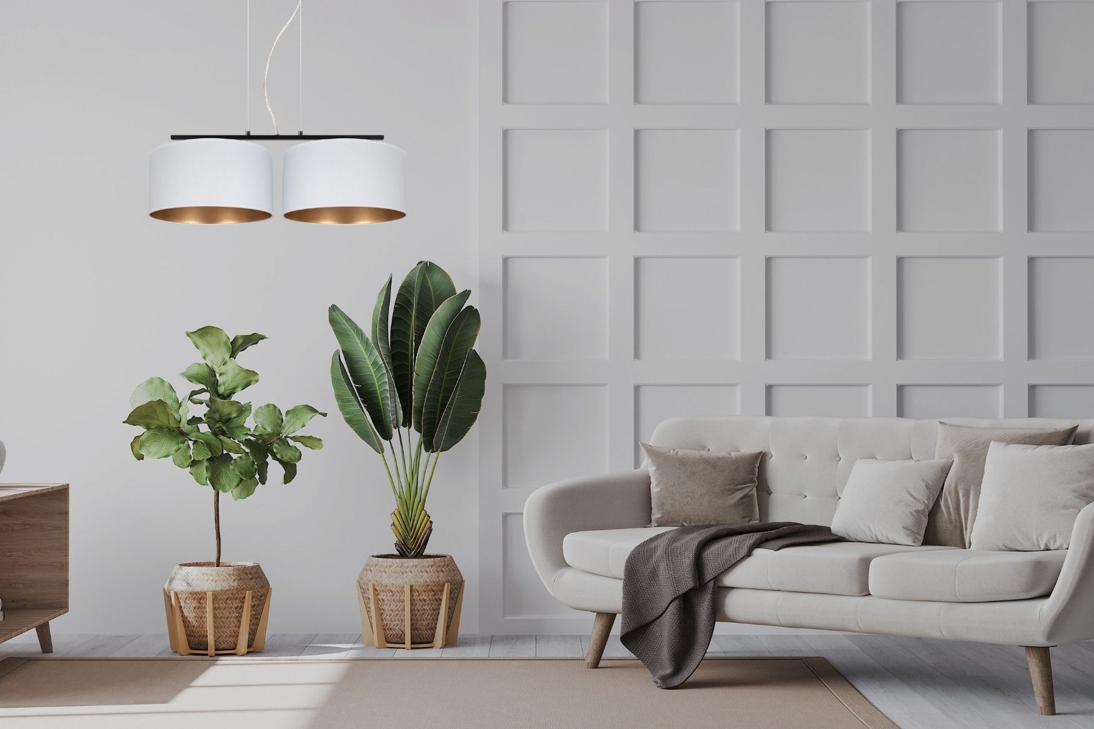 Sofa, Wohnzimmer, Beleuchtung, Pflanze, Wandpaneel