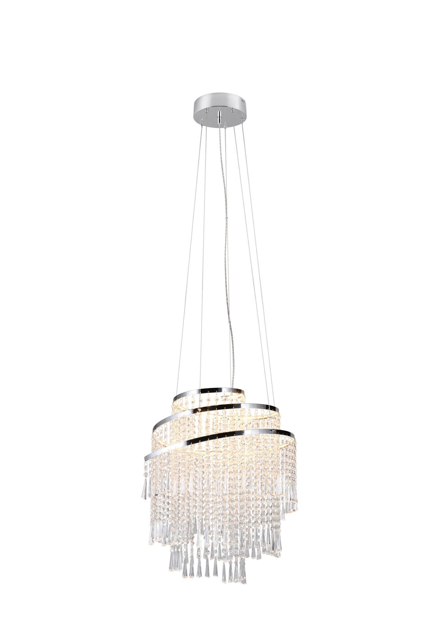 LED Hängeleuchte mit Fernbedienung dimmbar Chrom Acryl Leuchter, Lampe