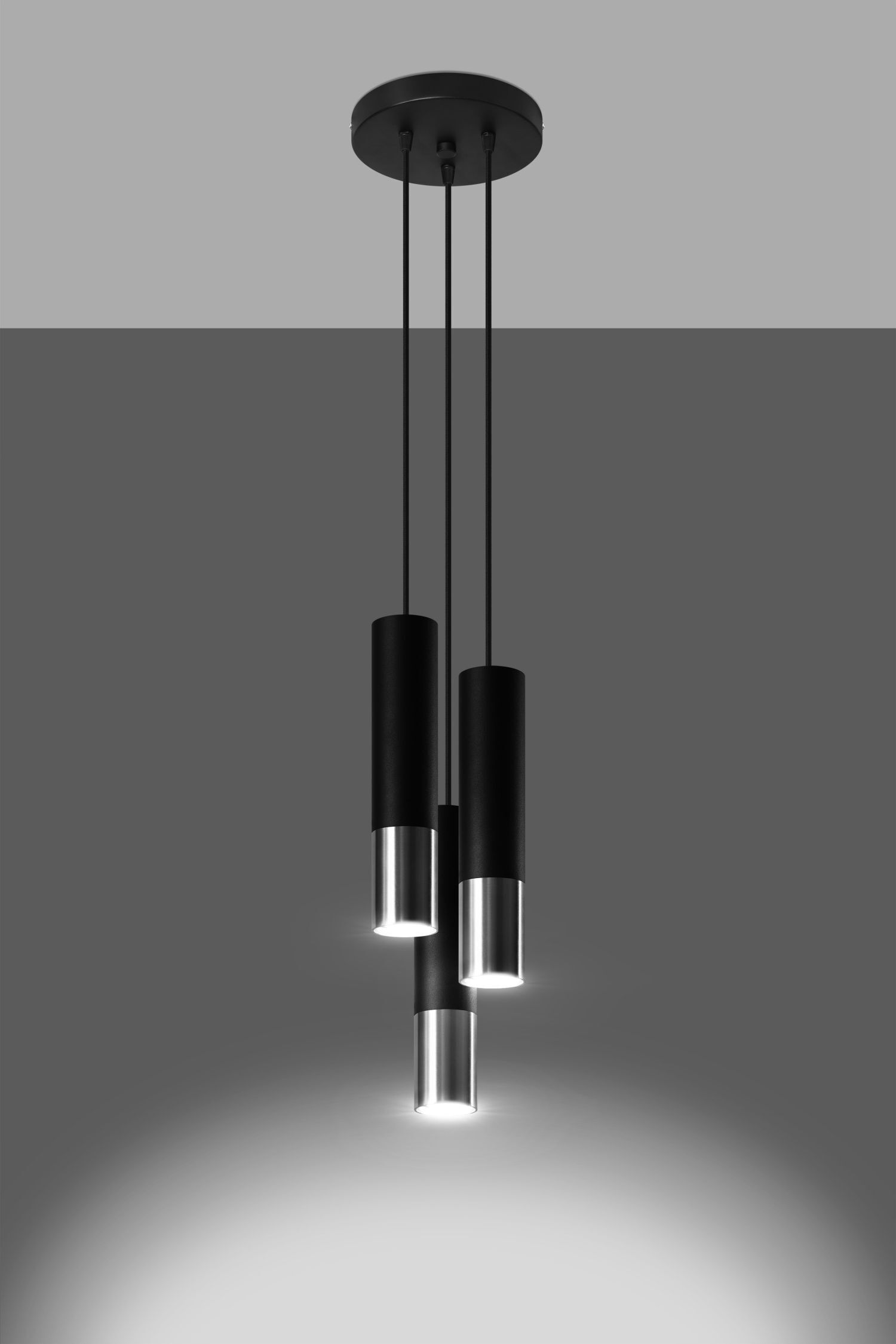 Lampe à suspendre noire chrome 3 flammes orientables GU10
