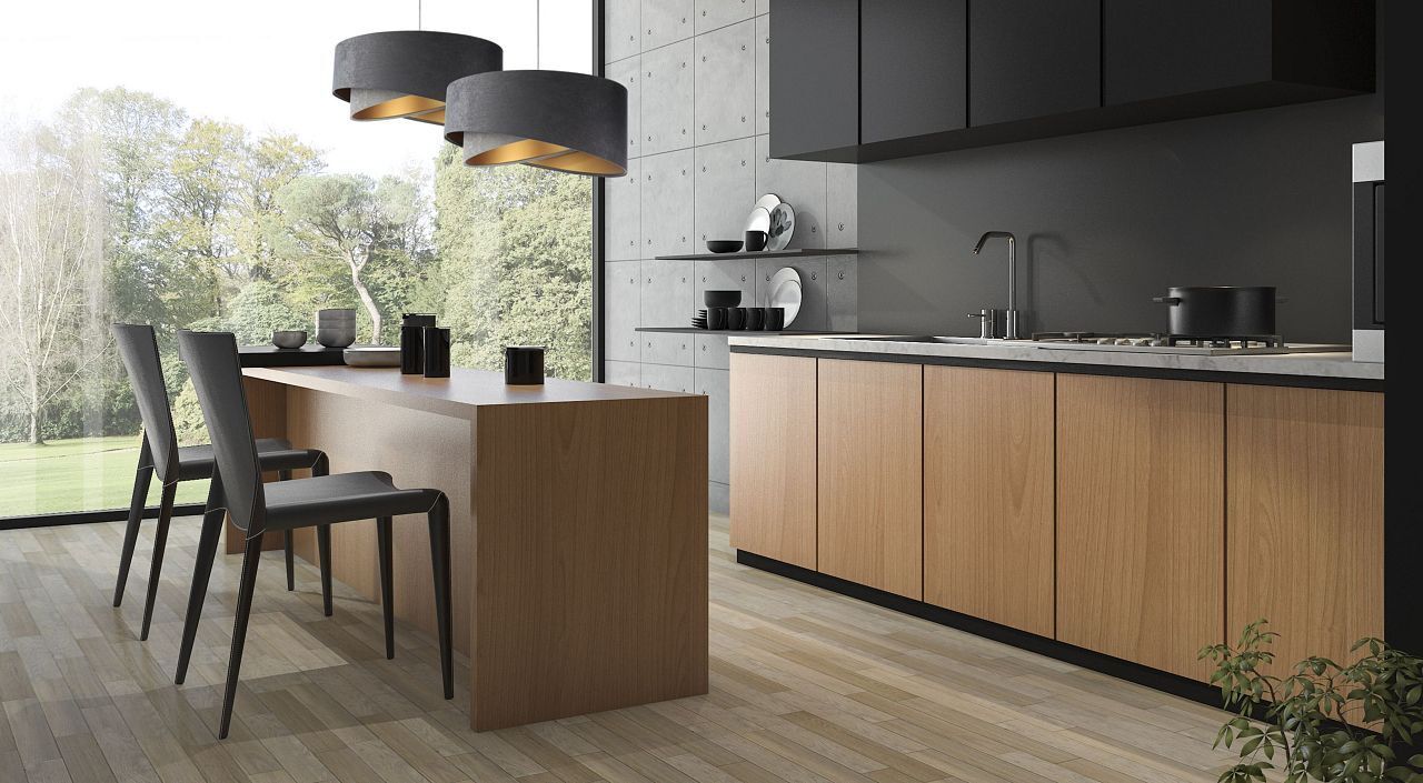 Pendelleuchte rund D: 50 cm Grau Gold E27 Stoffschirm Drinnen, Innenarchitektur, Küche, Esstisch, Kücheninsel