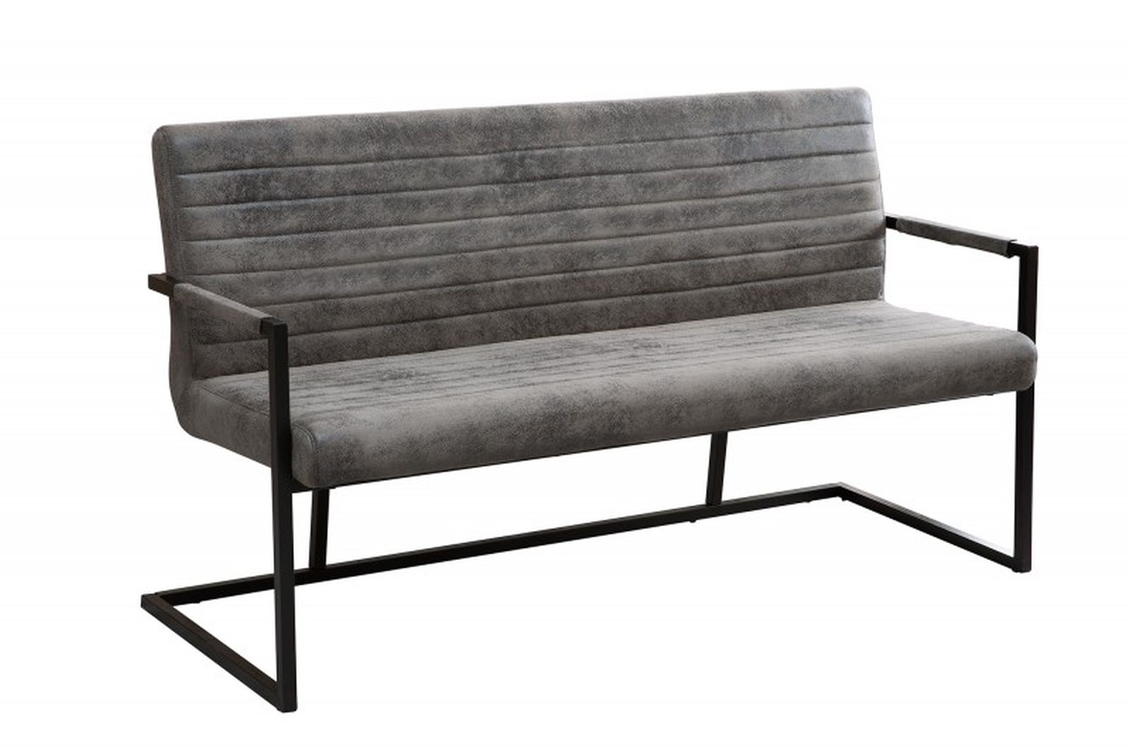 Sitzbank Microfaser Eisen 160 cm in Grau Schwarz