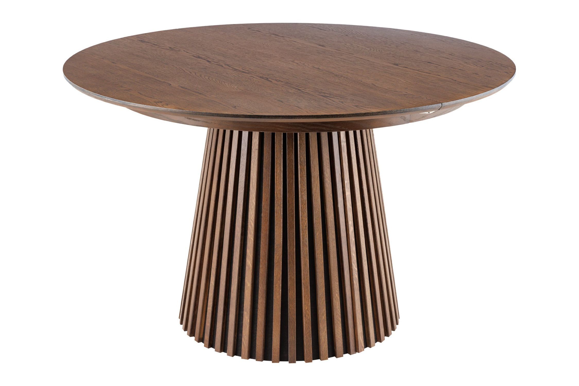 Table de salle à manger ronde à rallonges avec pied colonne 120-220 cm Japandi