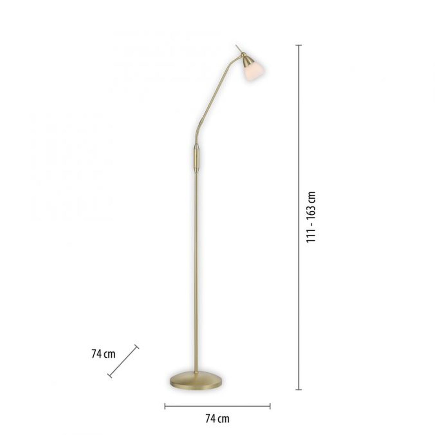 Lampadaire réglable en laiton variateur verre 163 cm Lampe