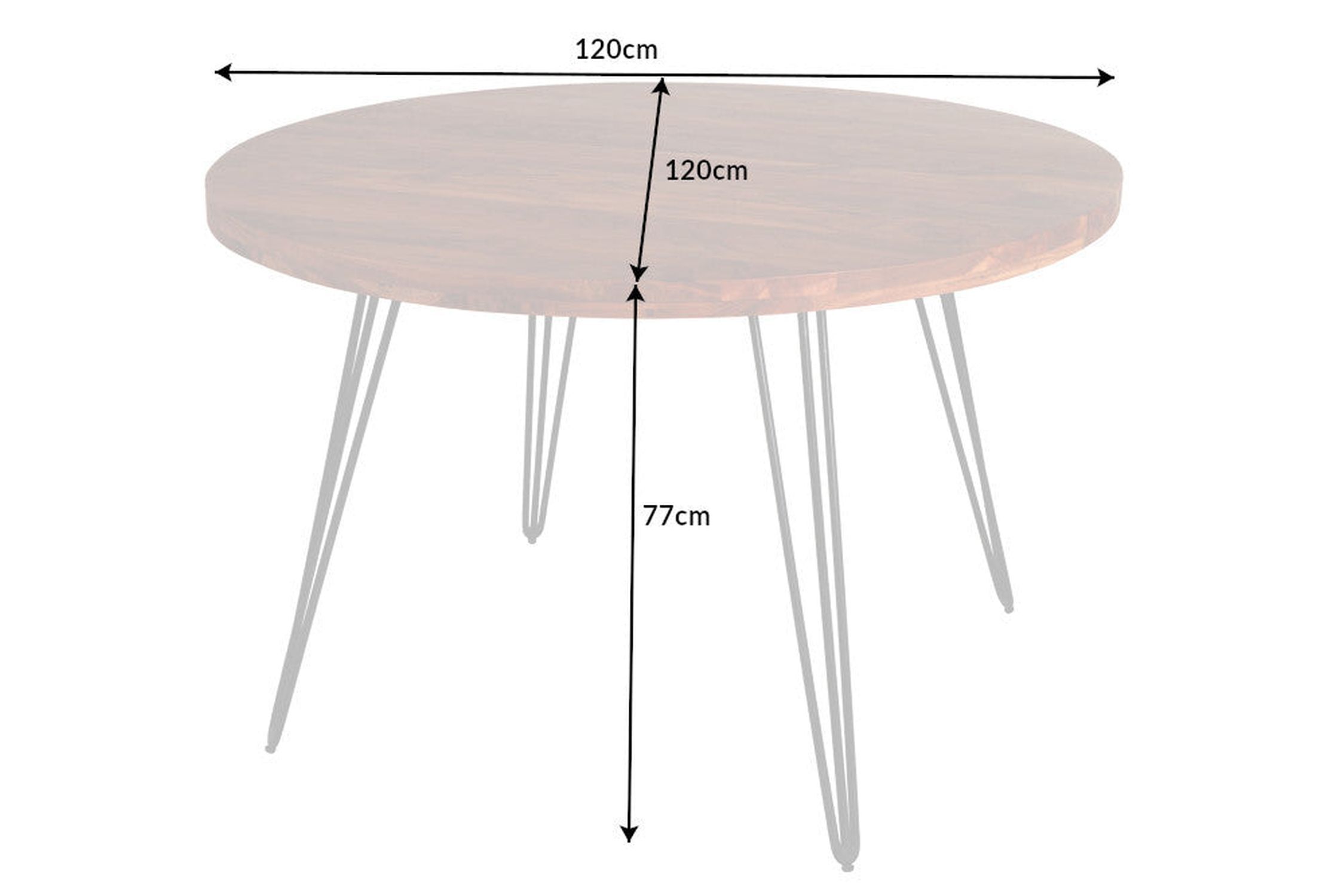 Table de salle à manger en bois d'acacia et métal 120 x 120 cm
