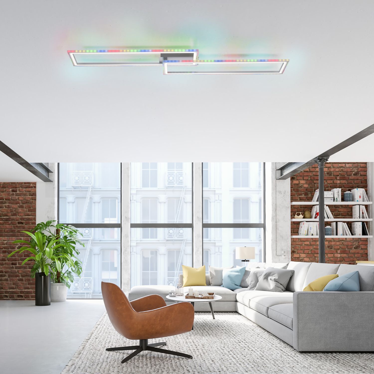 LED Deckenlampe Rainbow RGB dimmbar 5000 lm L:121 cm Dekoration für Zuhause, Mobiliar, Wohnzimmer, Zimmer, Innenarchitektur
