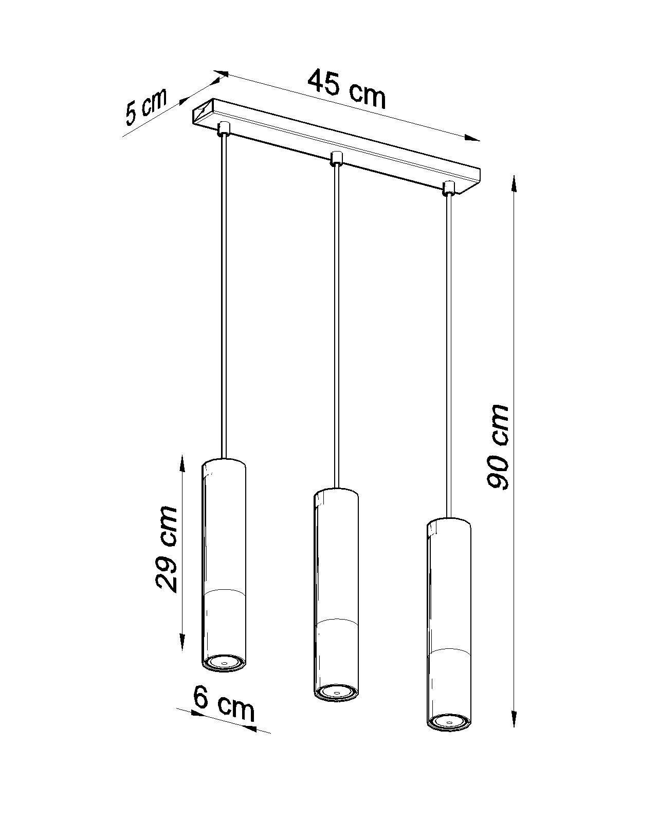 Hängelampe Schwarz Kupfer 3-flammig B: 45 cm Metall