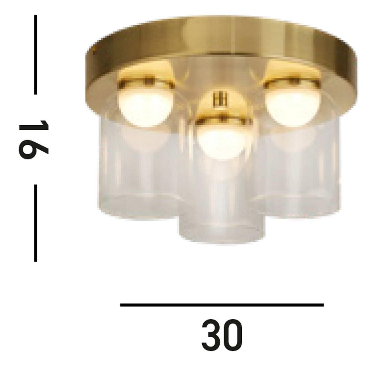 Kleine LED Deckenleuchte Glas Metall Ø30 cm IP44 4000 K Deckenleuchte, Edelstahl, Gold, Glaskuppel, 3-licht