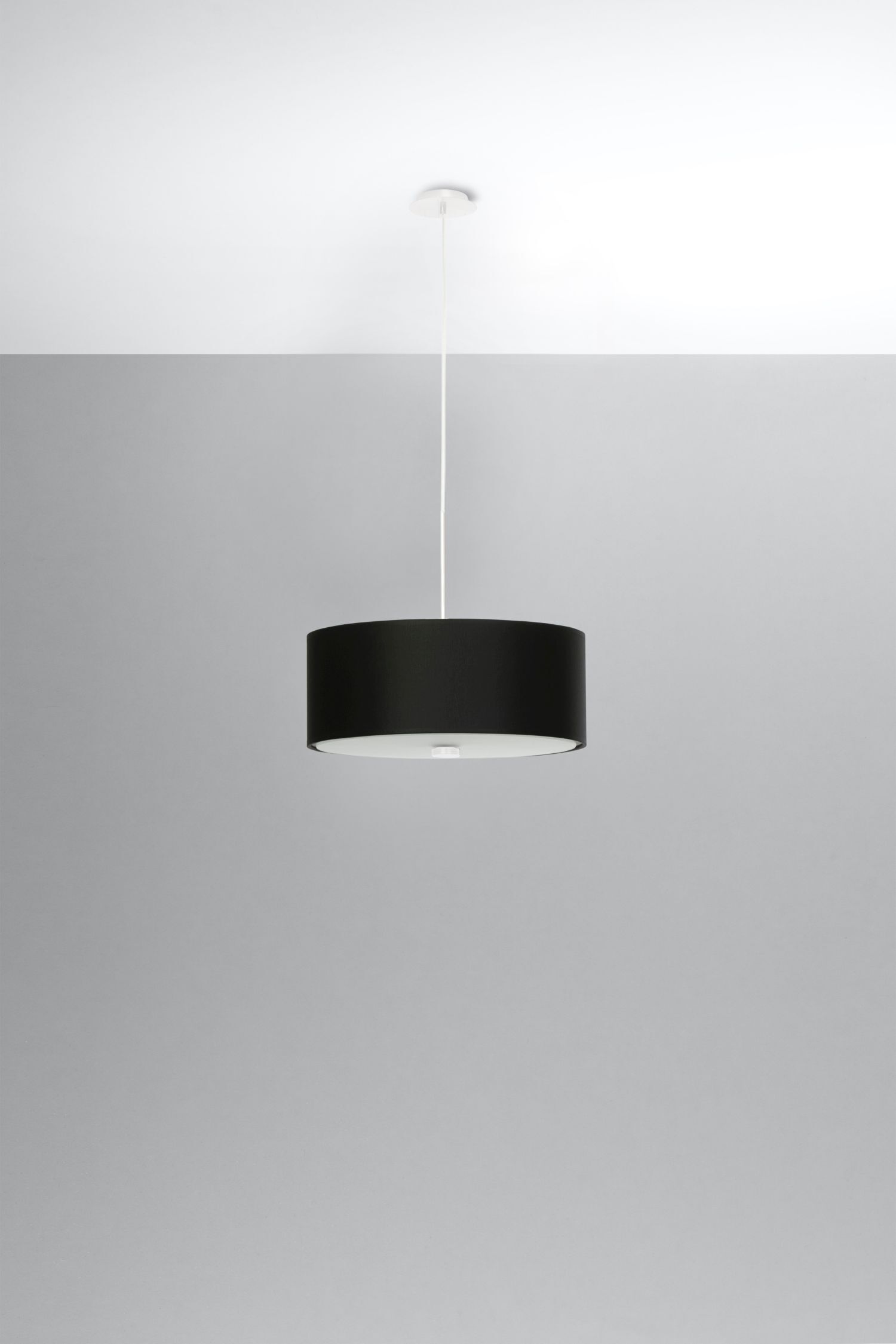 Lampe à suspendre noire Ø 30 cm rond tissu verre 3x E27