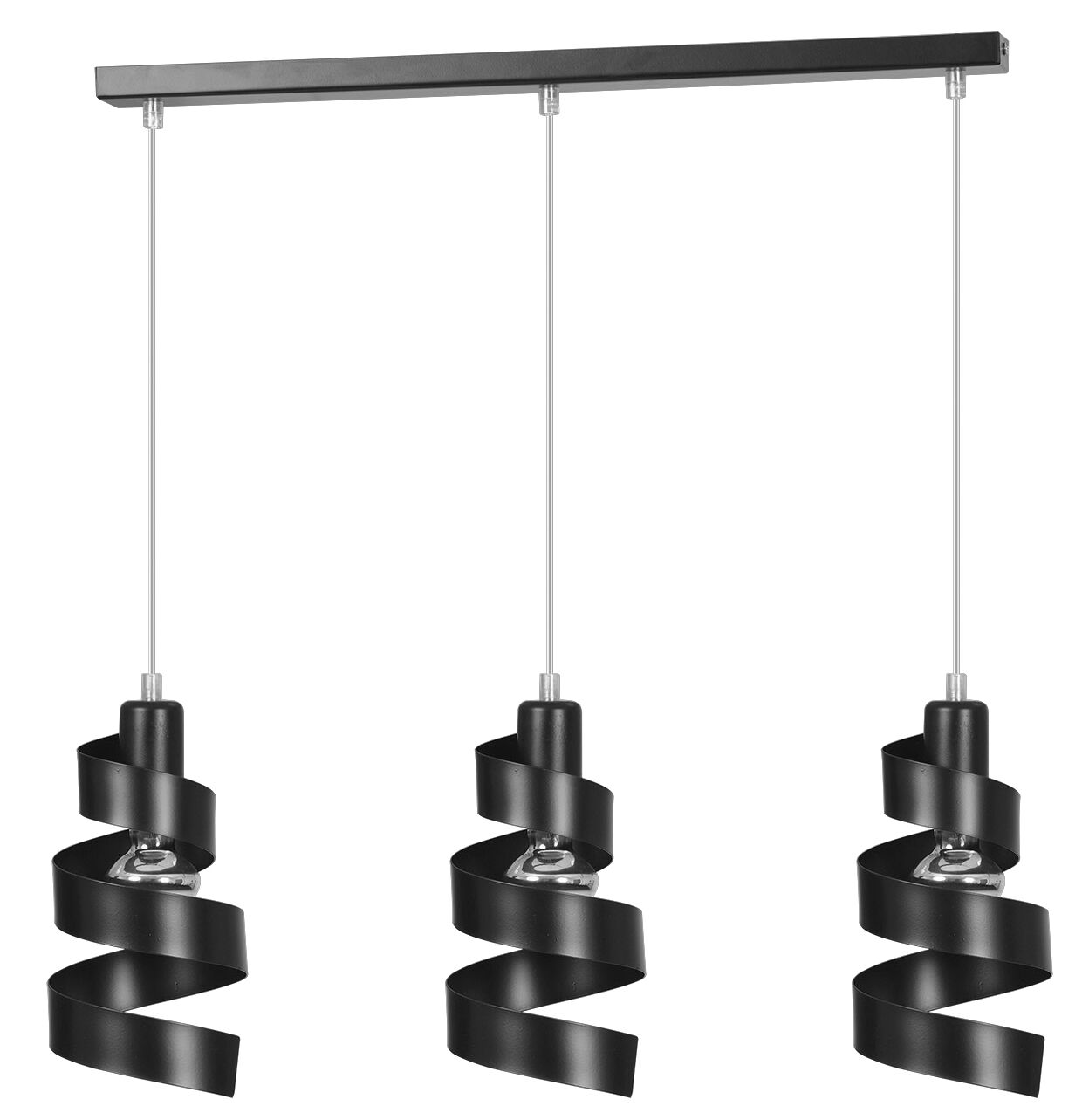 Lampe à suspendre design noir métal 3 flammes E27