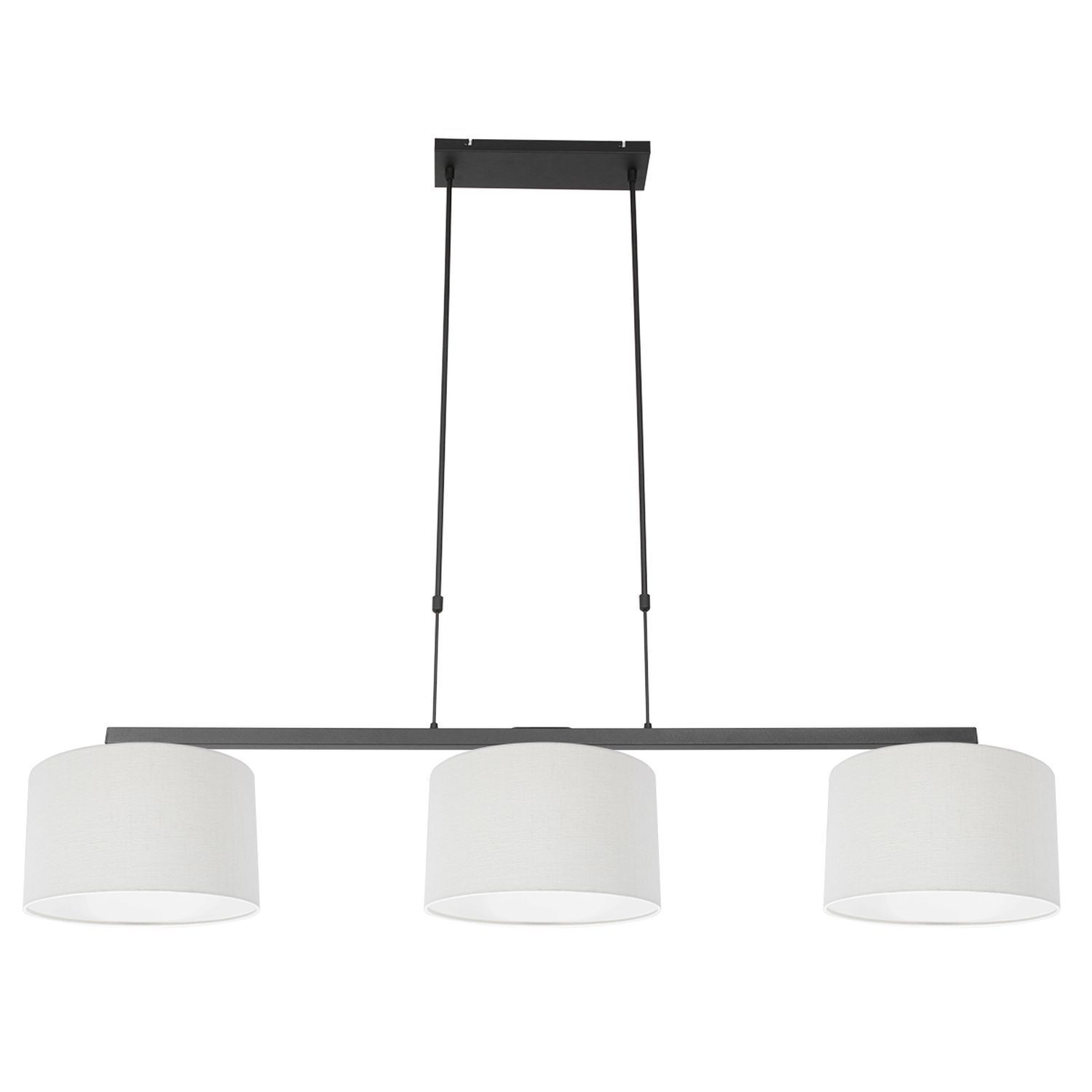 Lampe à suspendre Noir Blanc Métal Tissu 140 cm 3 flammes