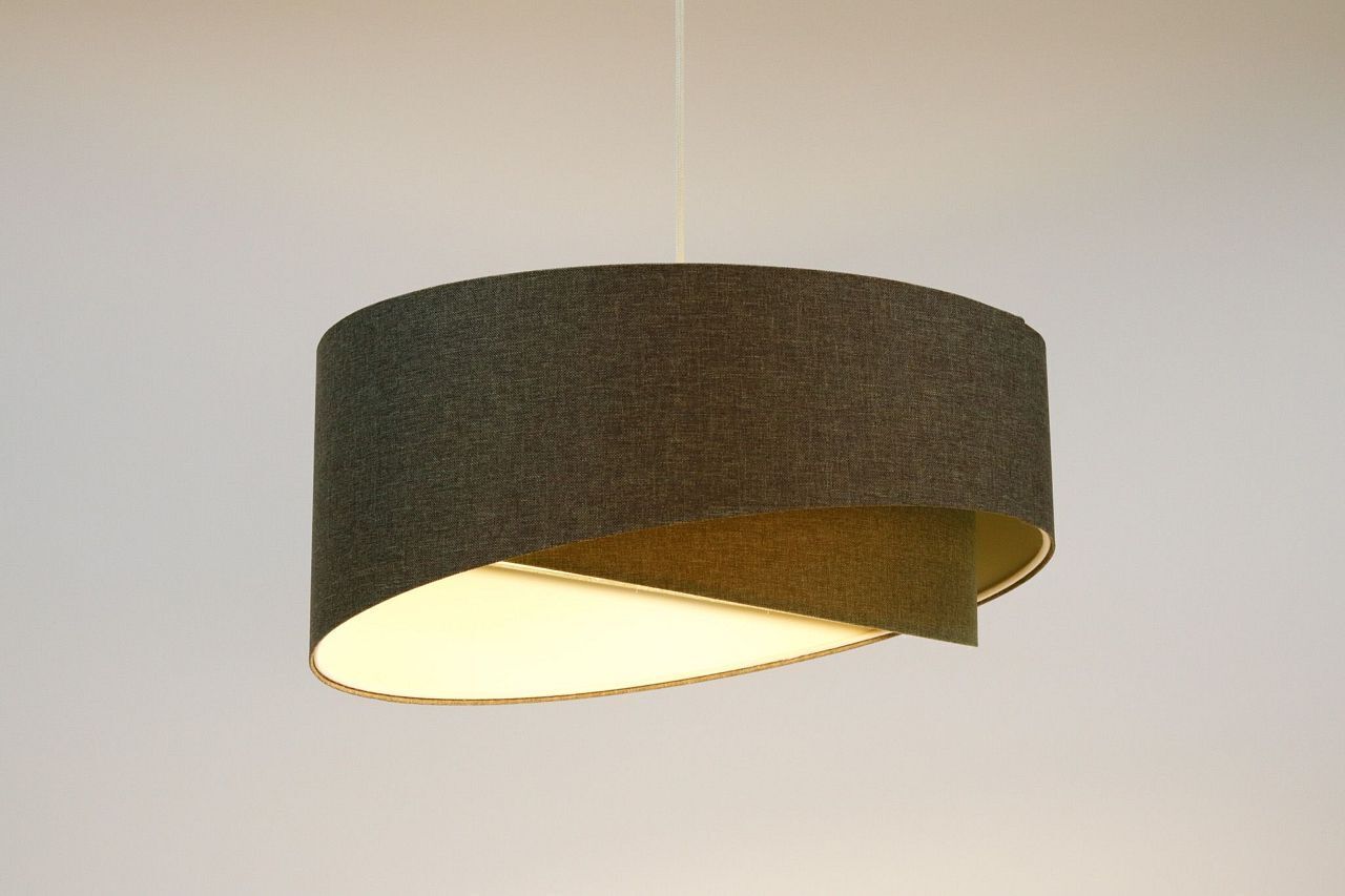 Pendelleuchte Grau E27 rund Ø 60 cm Stoff Modern verstellbar Lampe, Deckenleuchte