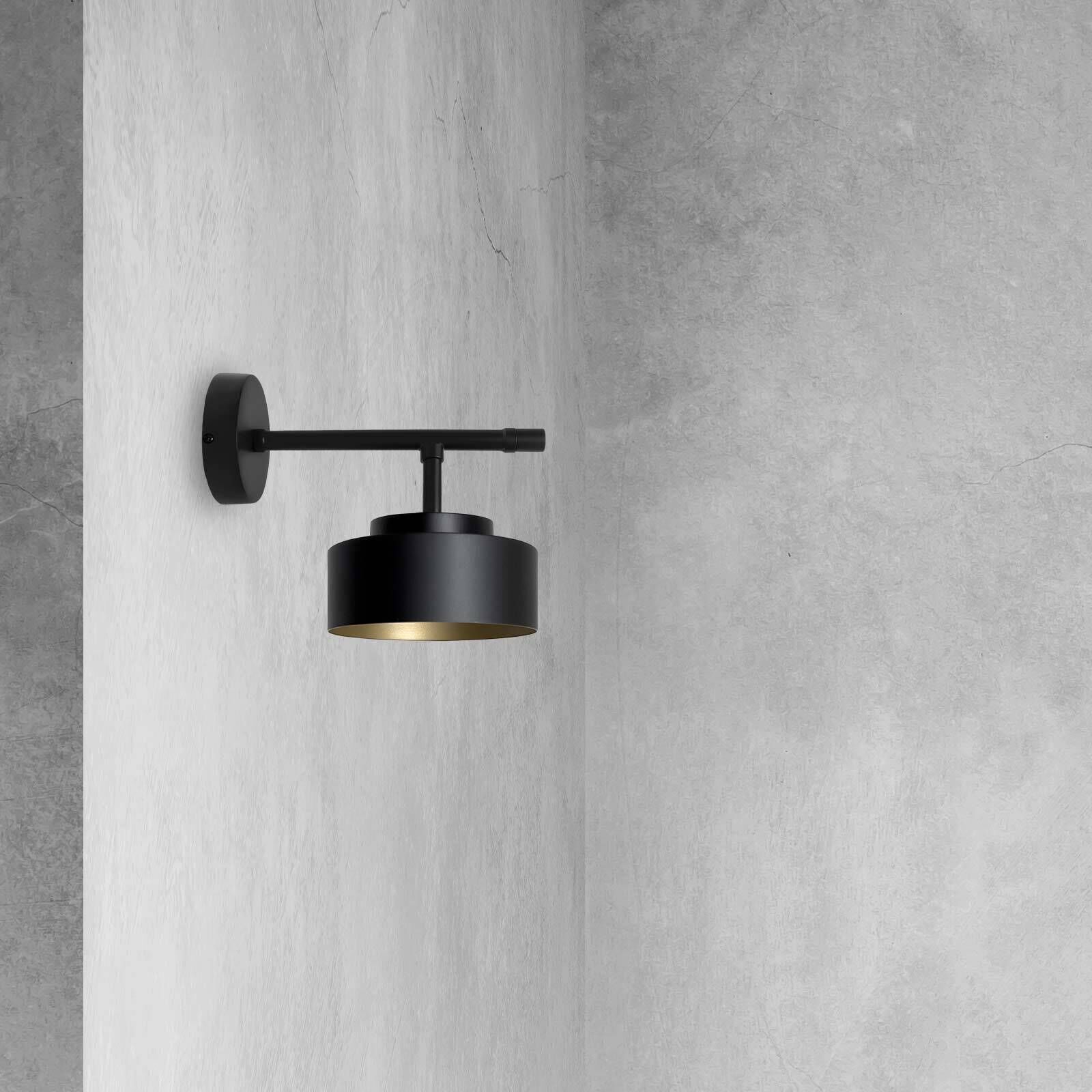 Applique Noir Or H : 17 cm Laiton Fer E27 Drinnen