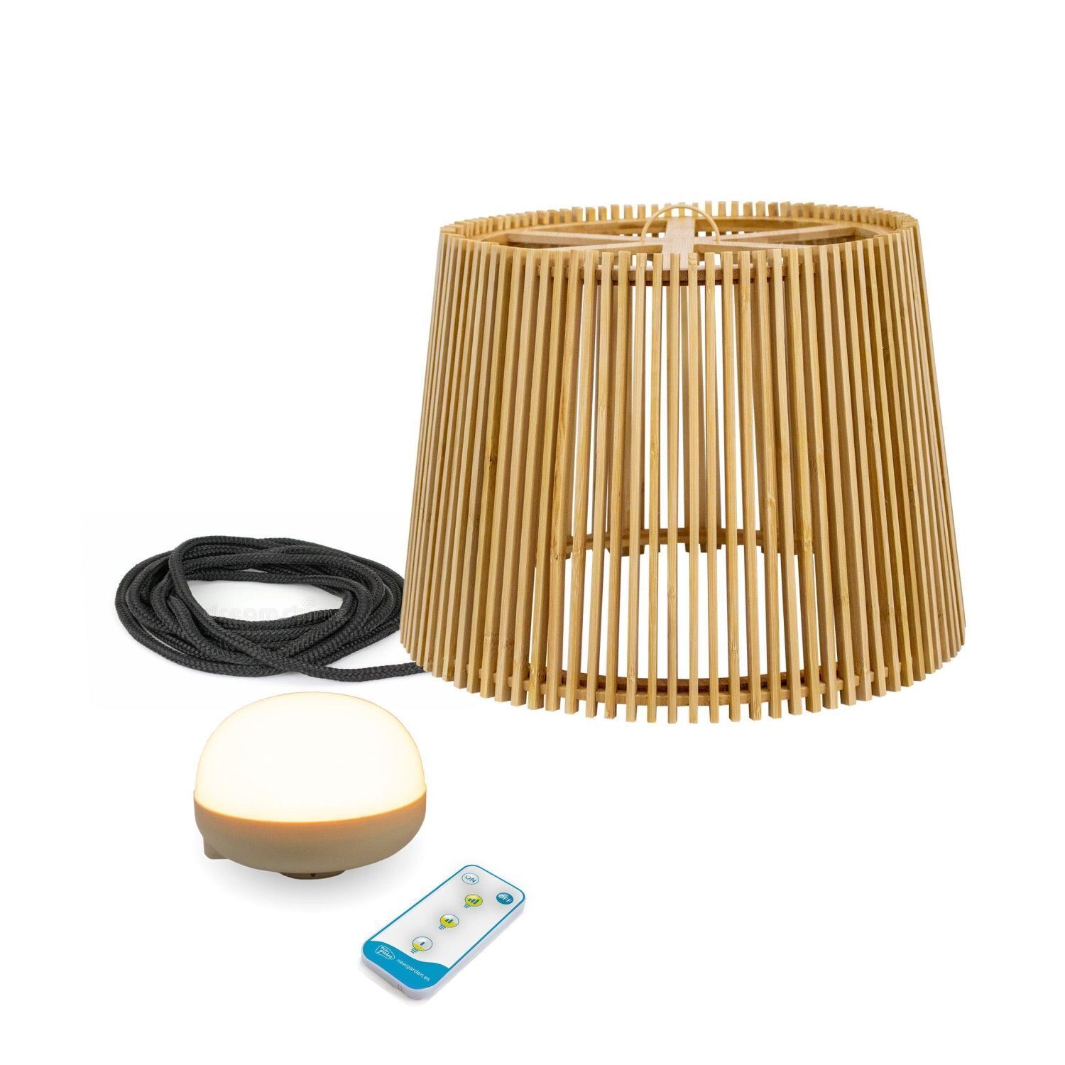 126715-akku-pendelleuchte-aussen-led-holz-metall-d-39-cm-rund-ip54-dimmer-fernbedienung-2700-k-kabellose-aussenleuchte-balkon-terrasse-garten-1 Tischlampe, Holzlampe, Schlitzlampe, Licht, Fernbedienung