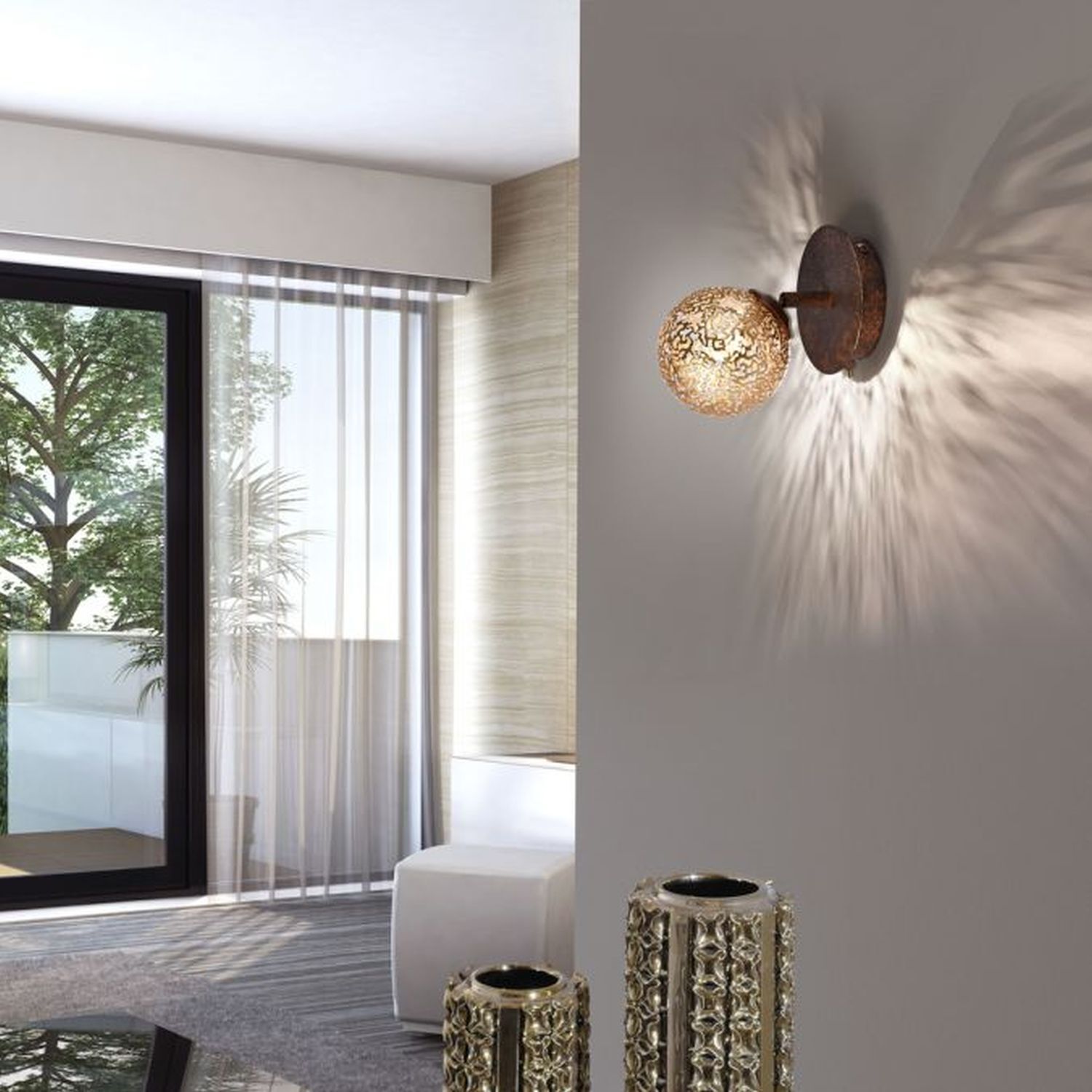 Spot mural avec interrupteur brun rouille or G9 orientable