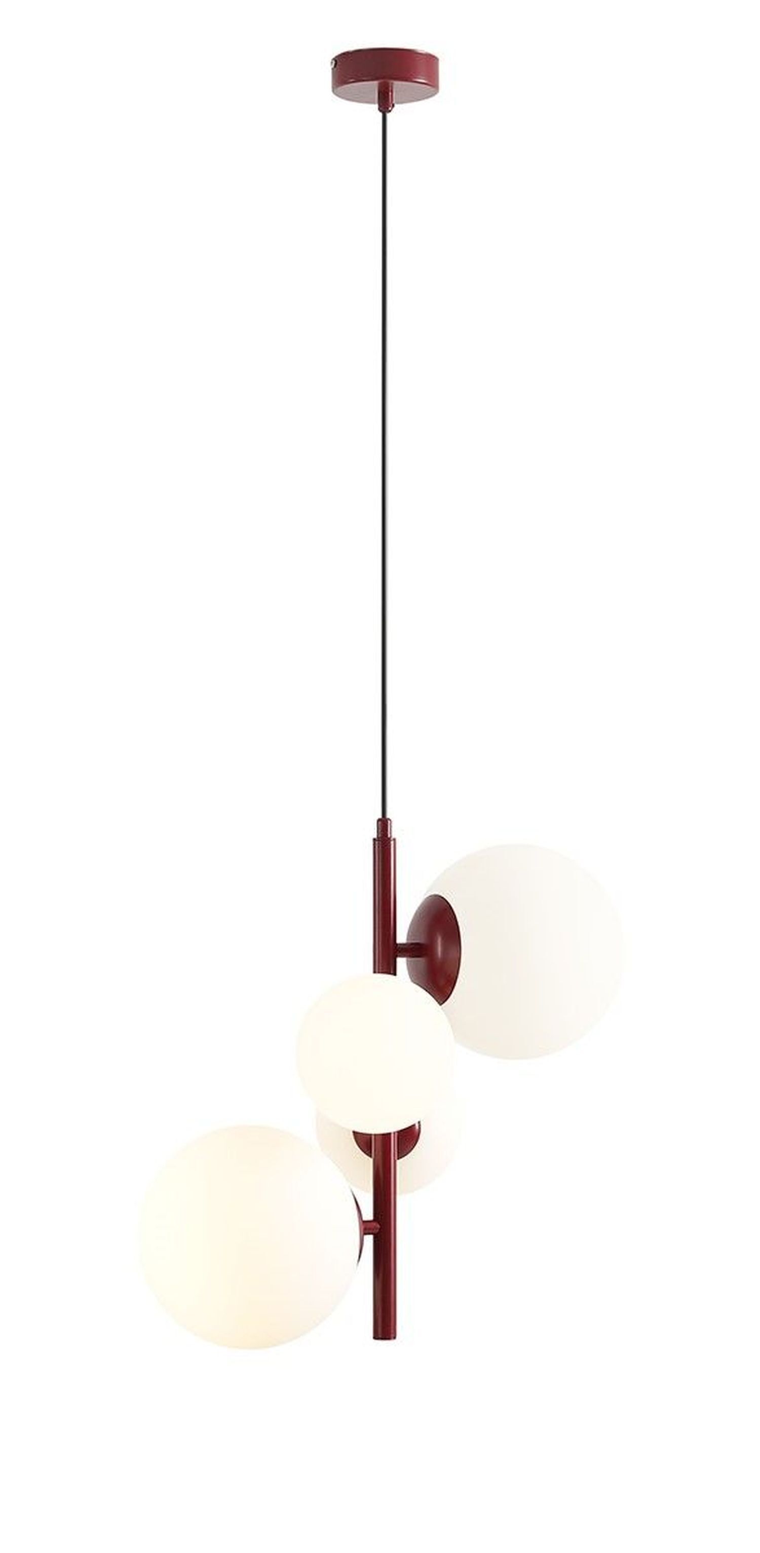 Moderne Hängelampe Rot Weiß 4-flmg B:46 cm Glas Metall