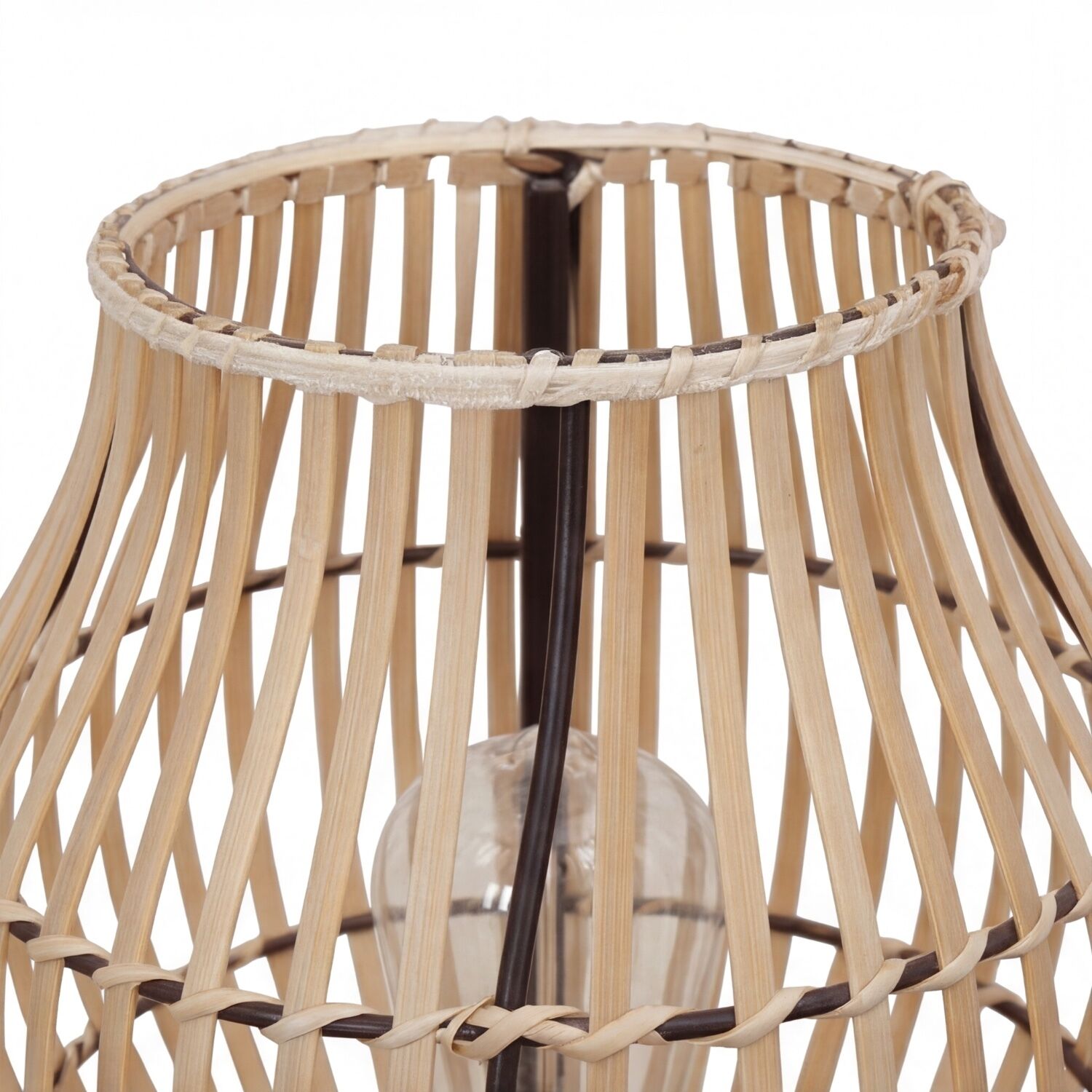 lampe, gewebt, rattan, tischlampe, globe-glühbirne