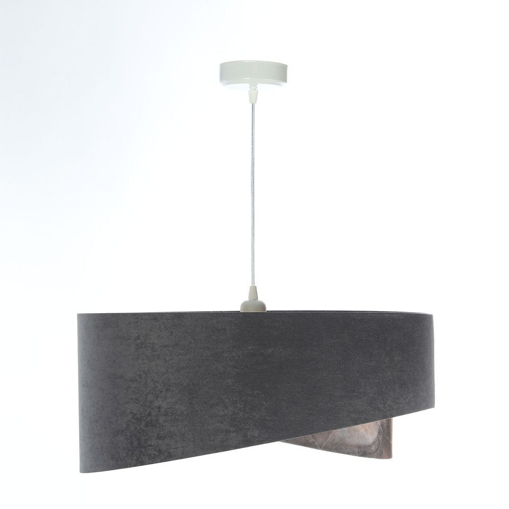 Hängelampe Grau Gold E27 Stoffschirm Ø 50 cm Modern KARIM