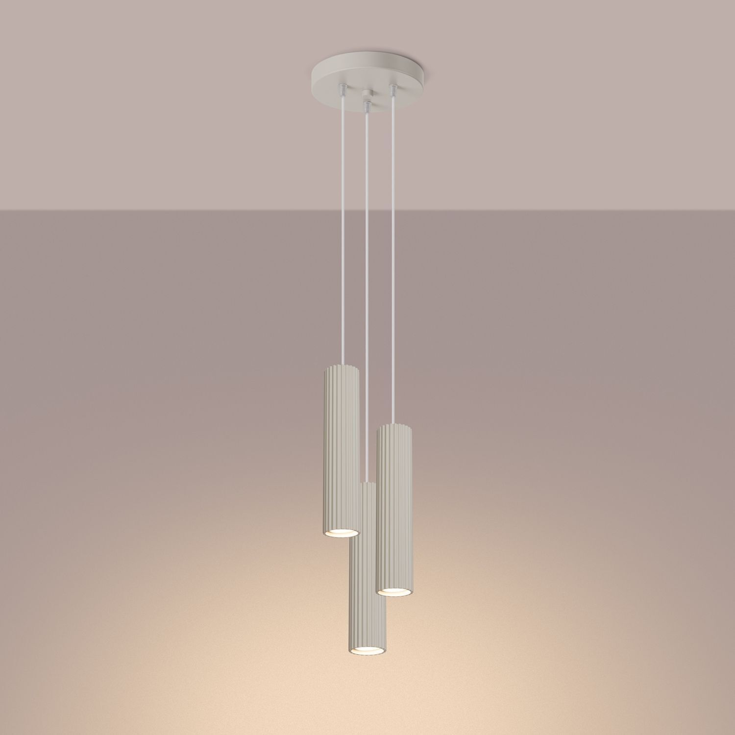 Lampe à suspendre moderne en crème à 3 flammes GU10 étroite Ø 19,5 cm