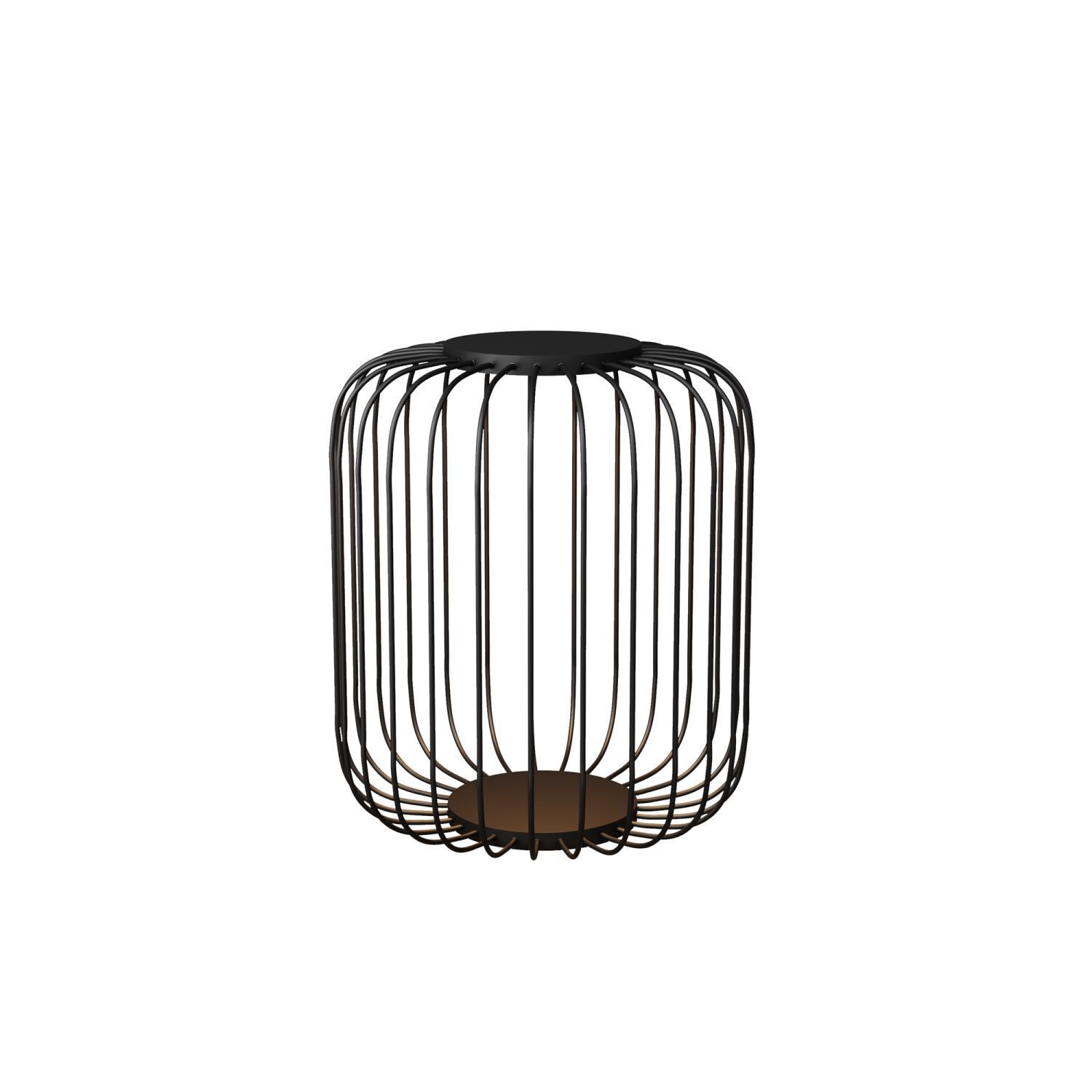 Beistelltisch, Metallkorb, Kunststoffboden, Schwarz, Rund