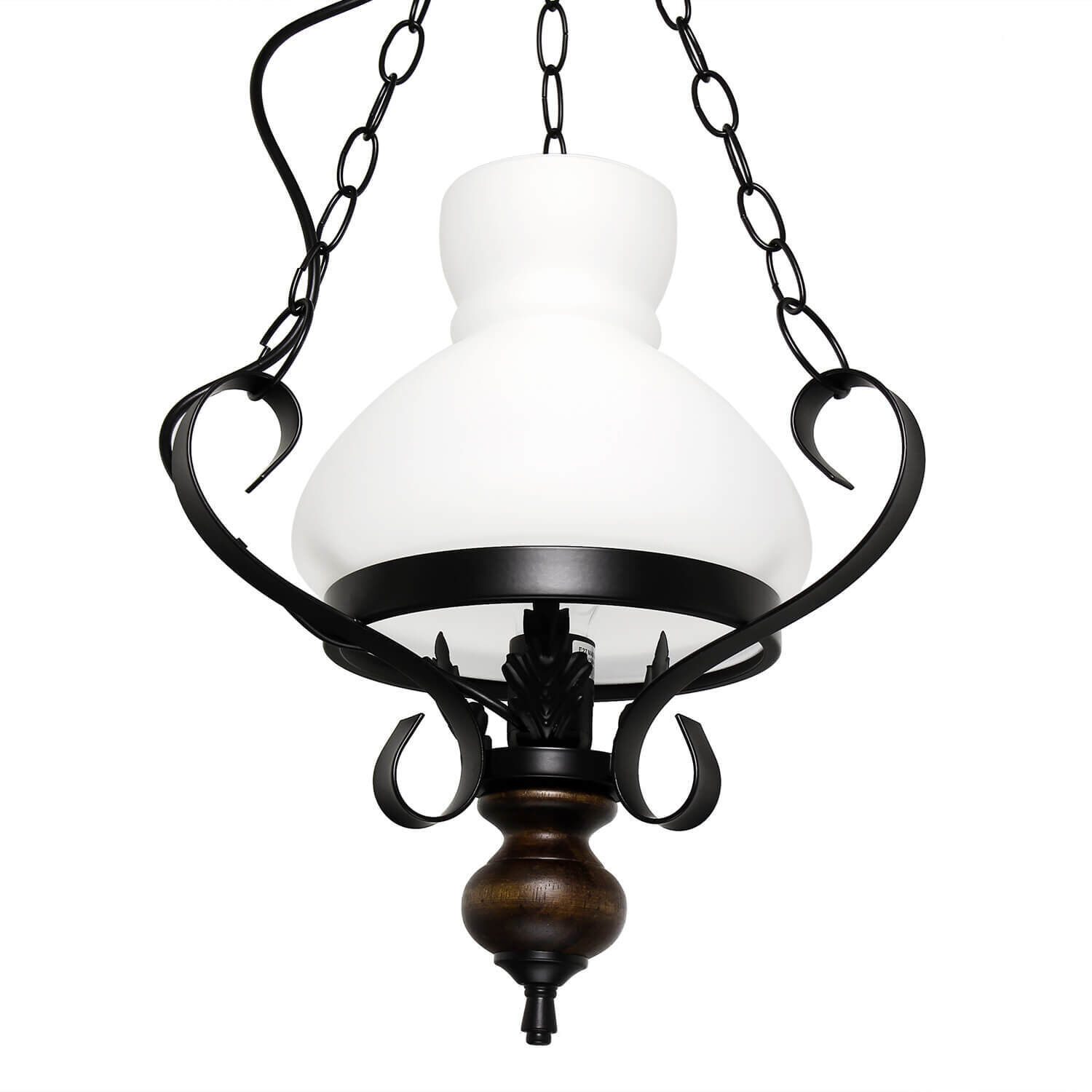 Echt-Holz Hängelampe Glas Metall Landhausstil E27 Lampe, Kronleuchter