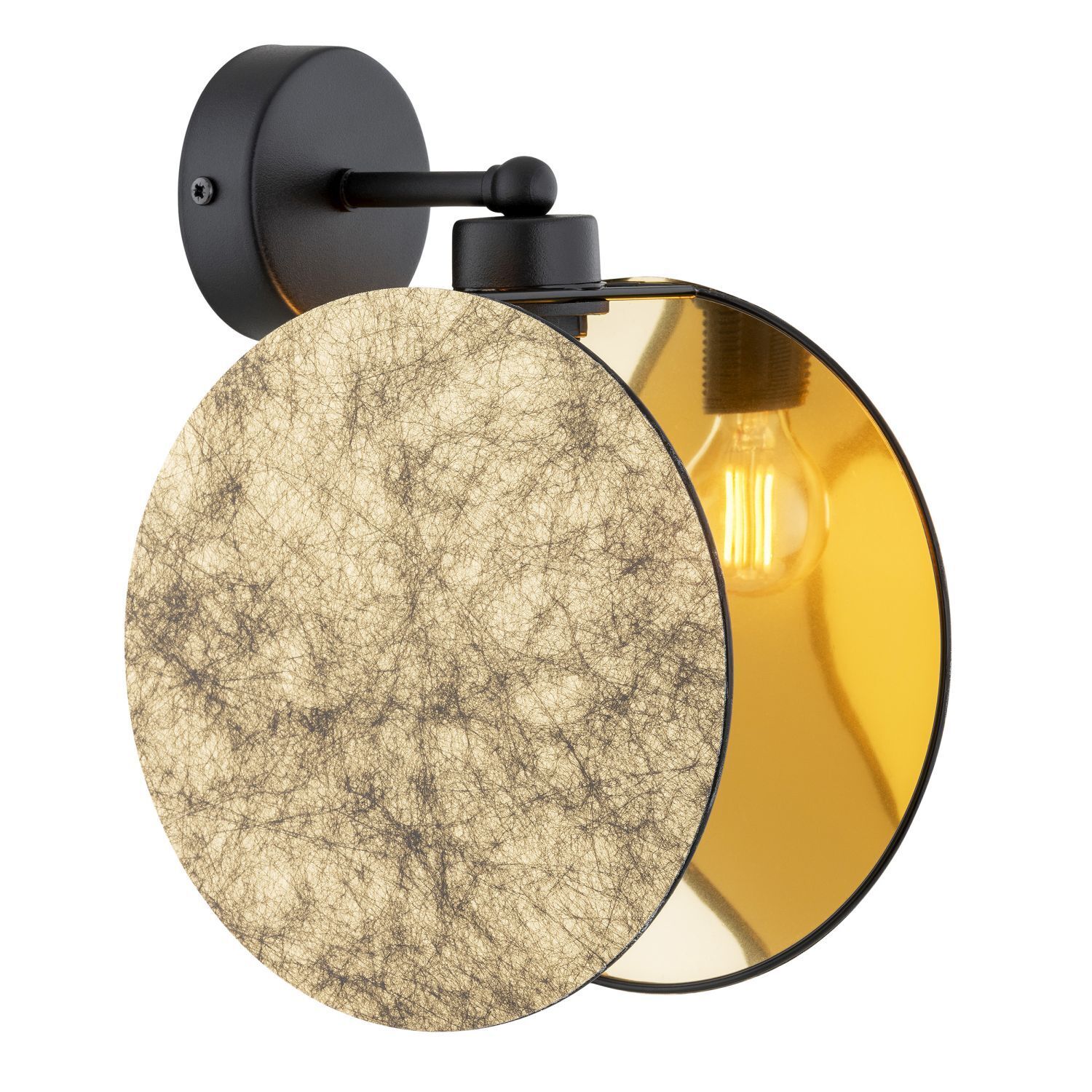 Applique tissu métal Ø 20 cm aspect pierre noir or E27 Beleuchtung, Leuchte