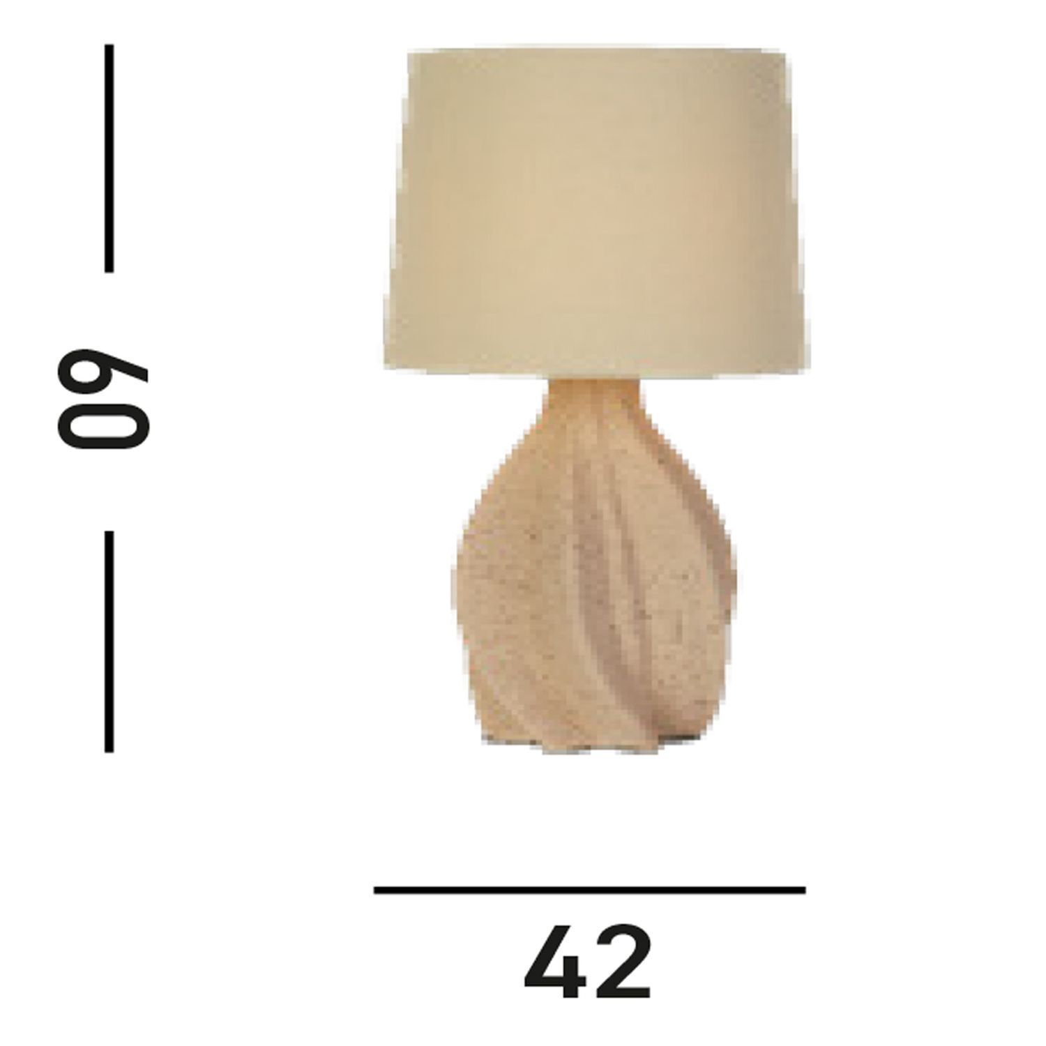 Blendarme Tischlampe E27 59,5 cm Creme Weiß Harz Stoff Tischlampe, Beige, Holzfuß, Stoffschirm, Wohndekor